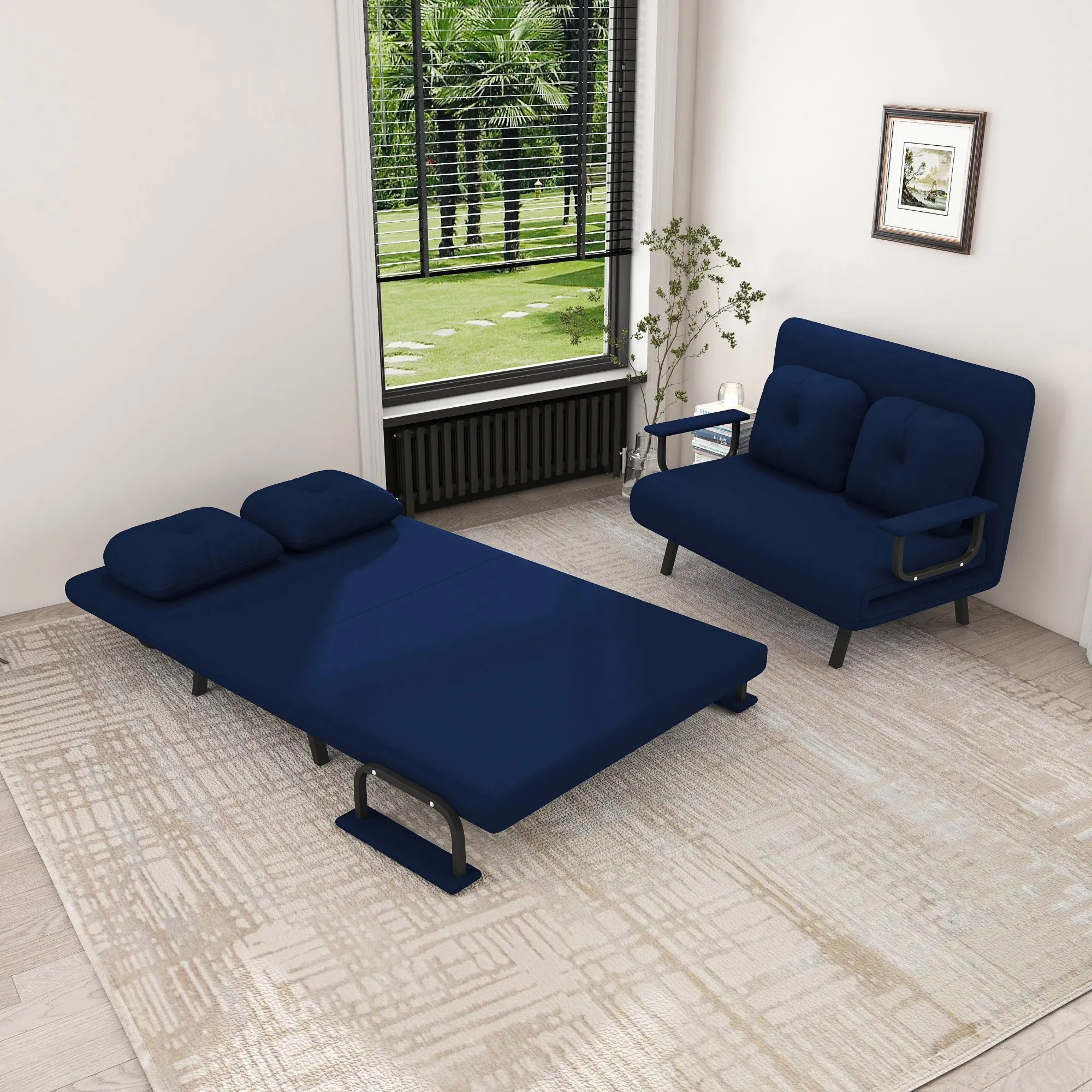 46-Inch Wide 5-in-1 Folding Sofa Bed Chair for Two