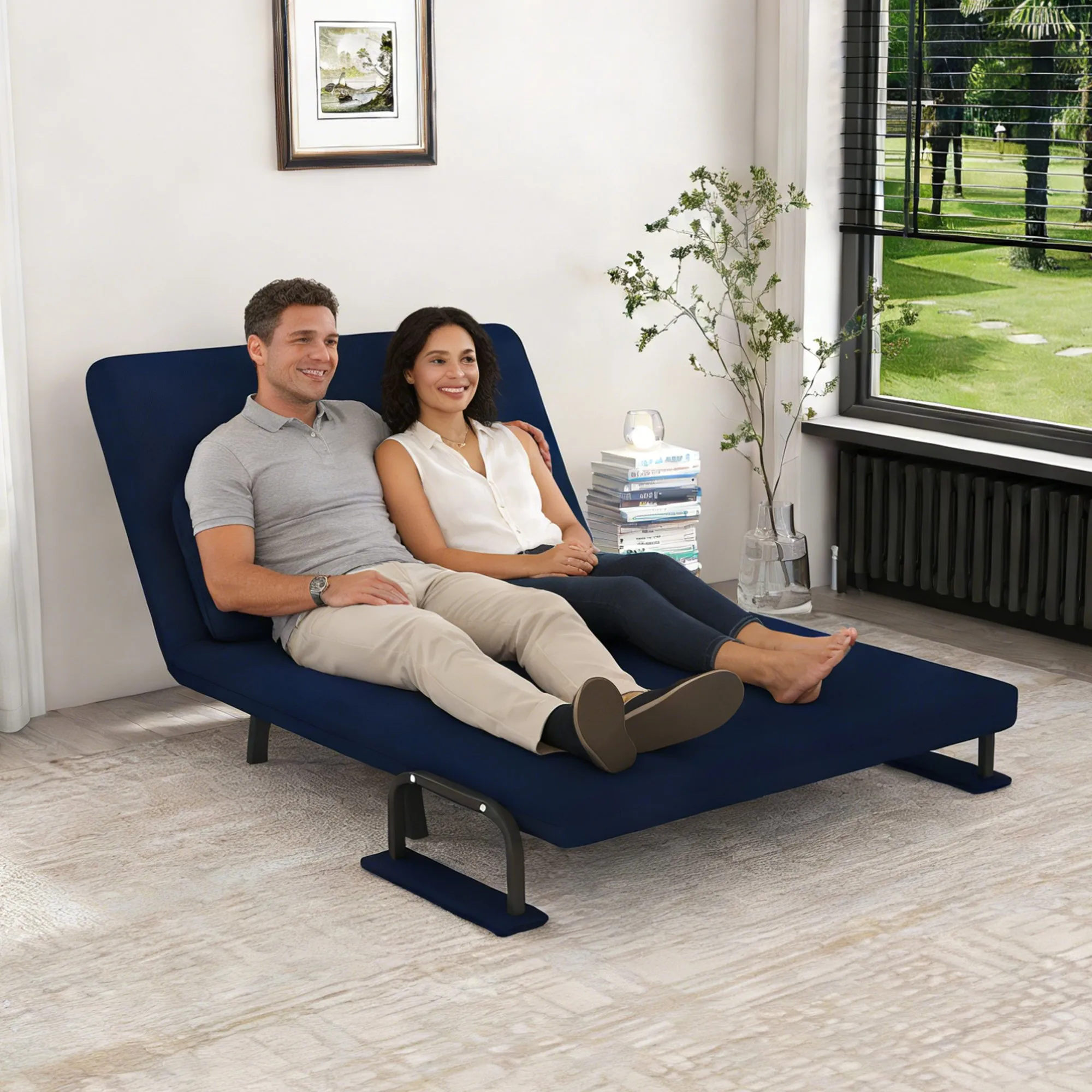 46-Inch Wide 5-in-1 Folding Sofa Bed Chair for Two