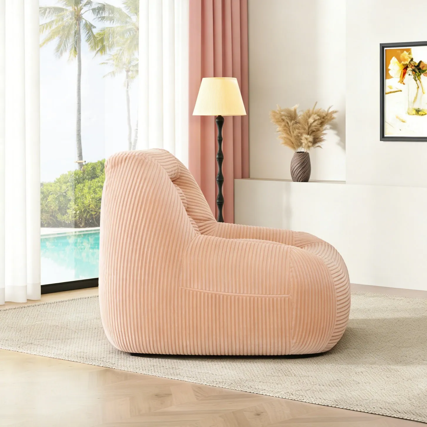 Corduroy Beanbag Couch for Living Room, Bedroom and Dorm