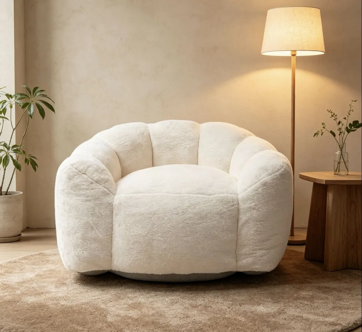 Large Petal Cloud Lazy Sofa Chair, Microsuede Upholstered