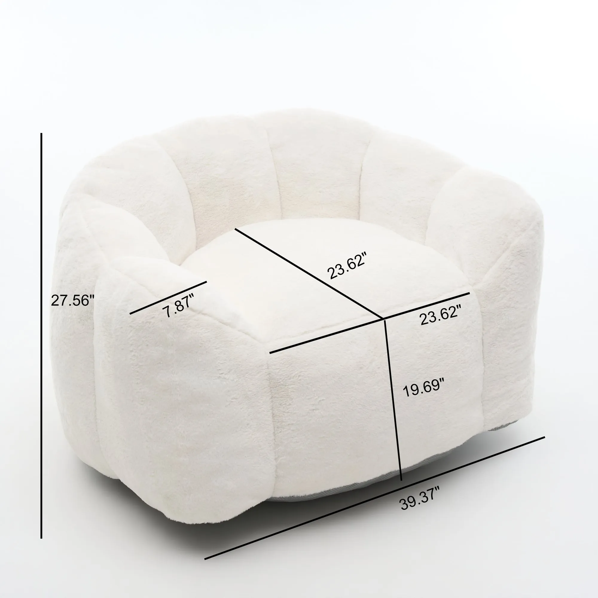 Large Petal Cloud Lazy Sofa Chair, Microsuede Upholstered