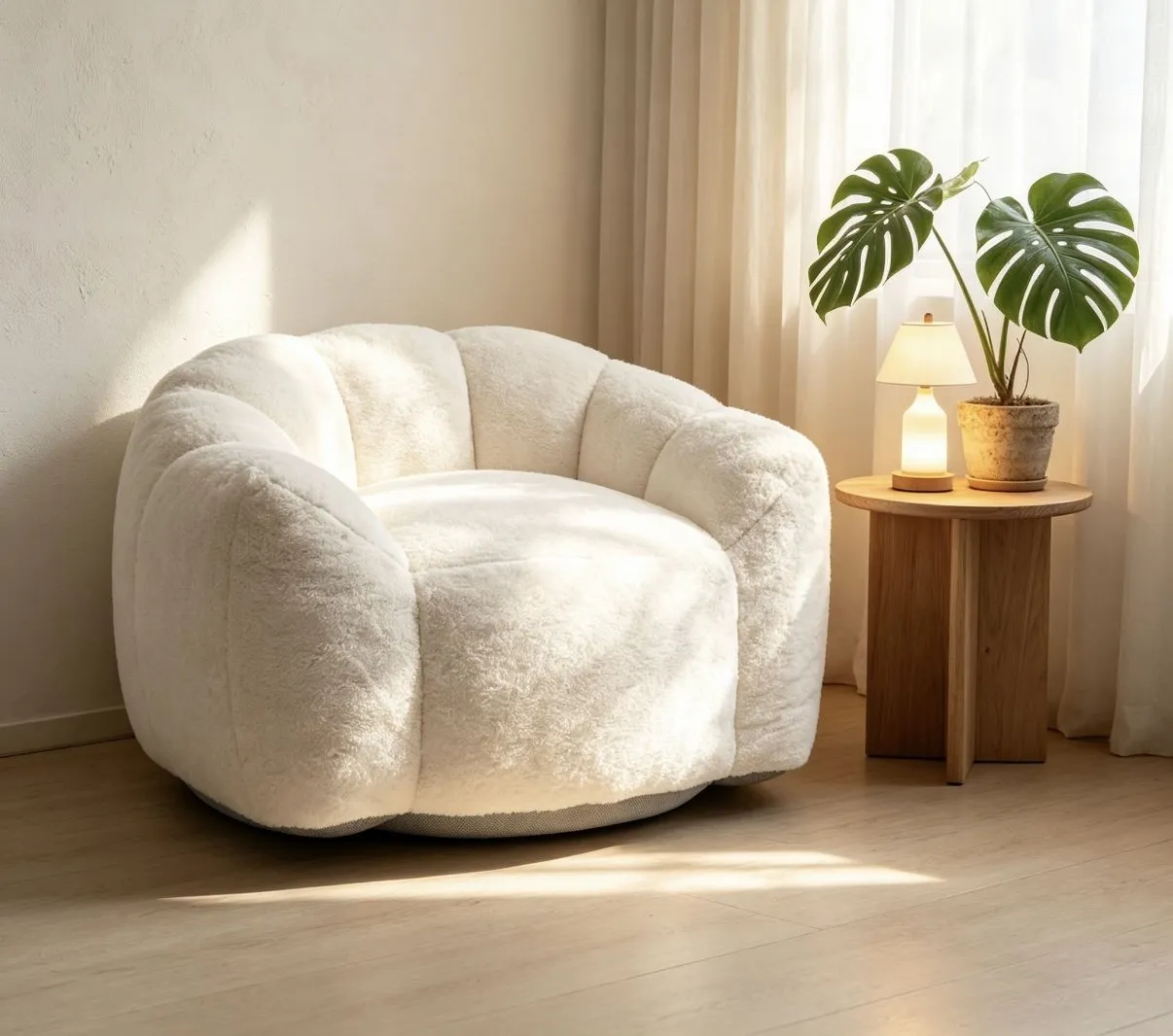 Large Petal Cloud Lazy Sofa Chair, Microsuede Upholstered