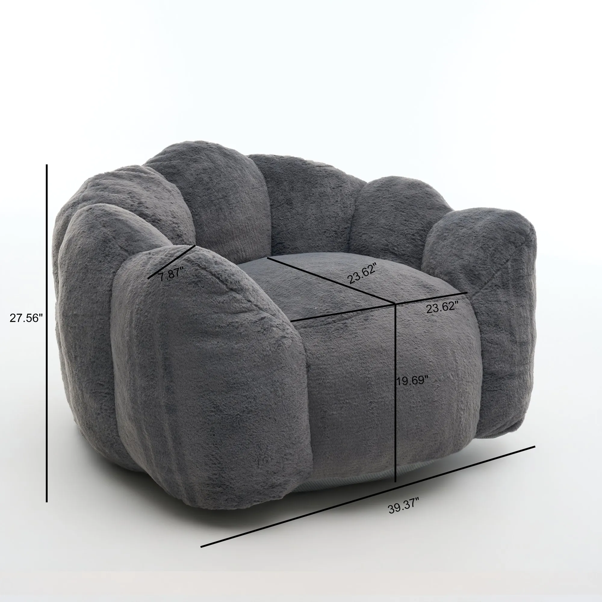 Large Petal Cloud Lazy Sofa Chair, Microsuede Upholstered