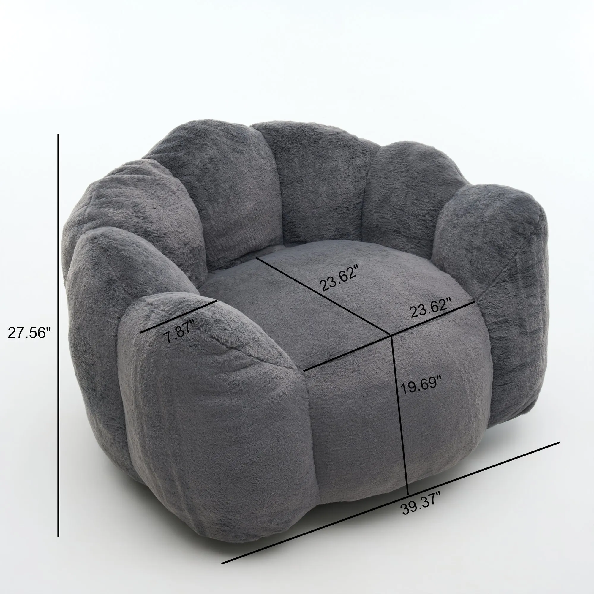 Large Petal Cloud Lazy Sofa Chair, Microsuede Upholstered
