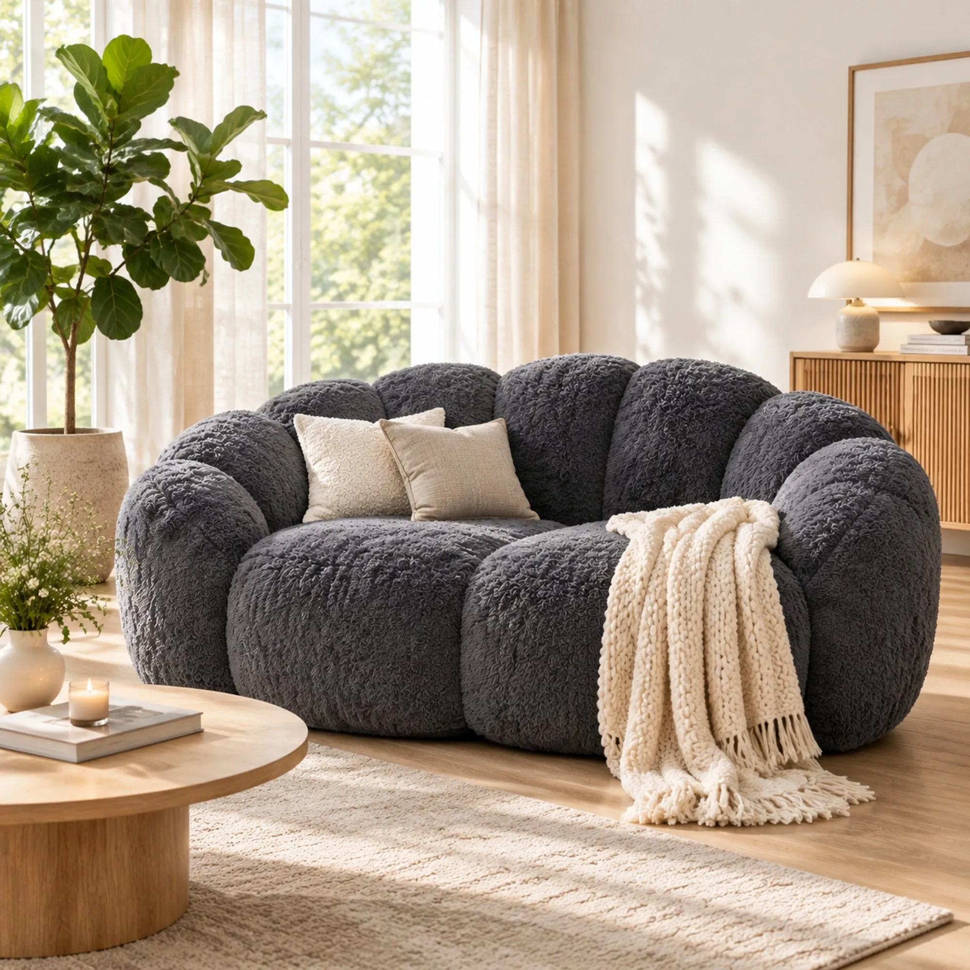 A more compact single-seater foam sofa, more suitable for home use.