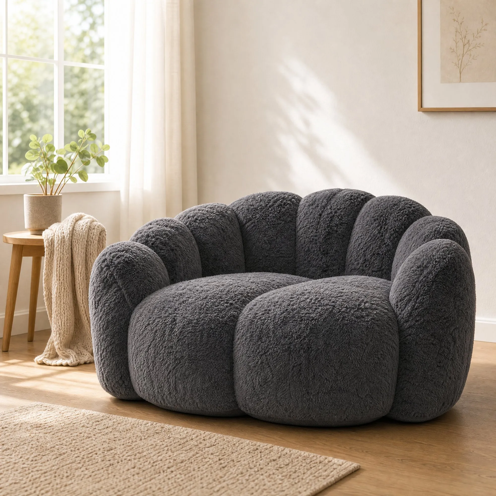 A more compact single-seater foam sofa, more suitable for home use.