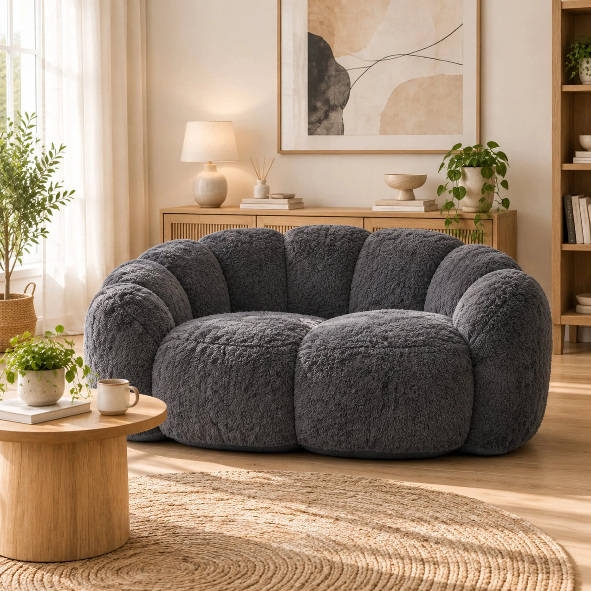 A more compact single-seater foam sofa, more suitable for home use.