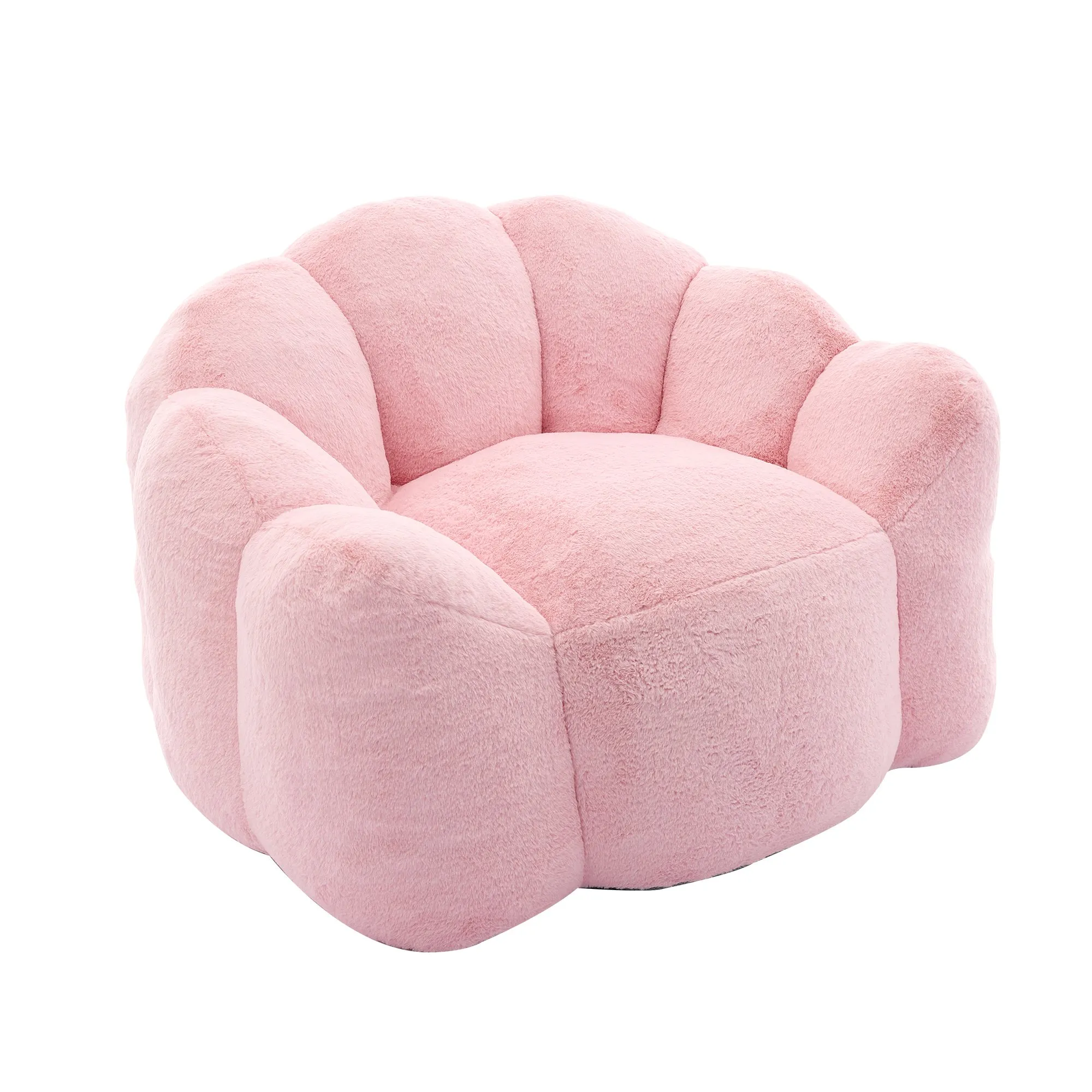 Lotus Faux Fur Bean Bag Sofa with Pull Ring, Adult Compression