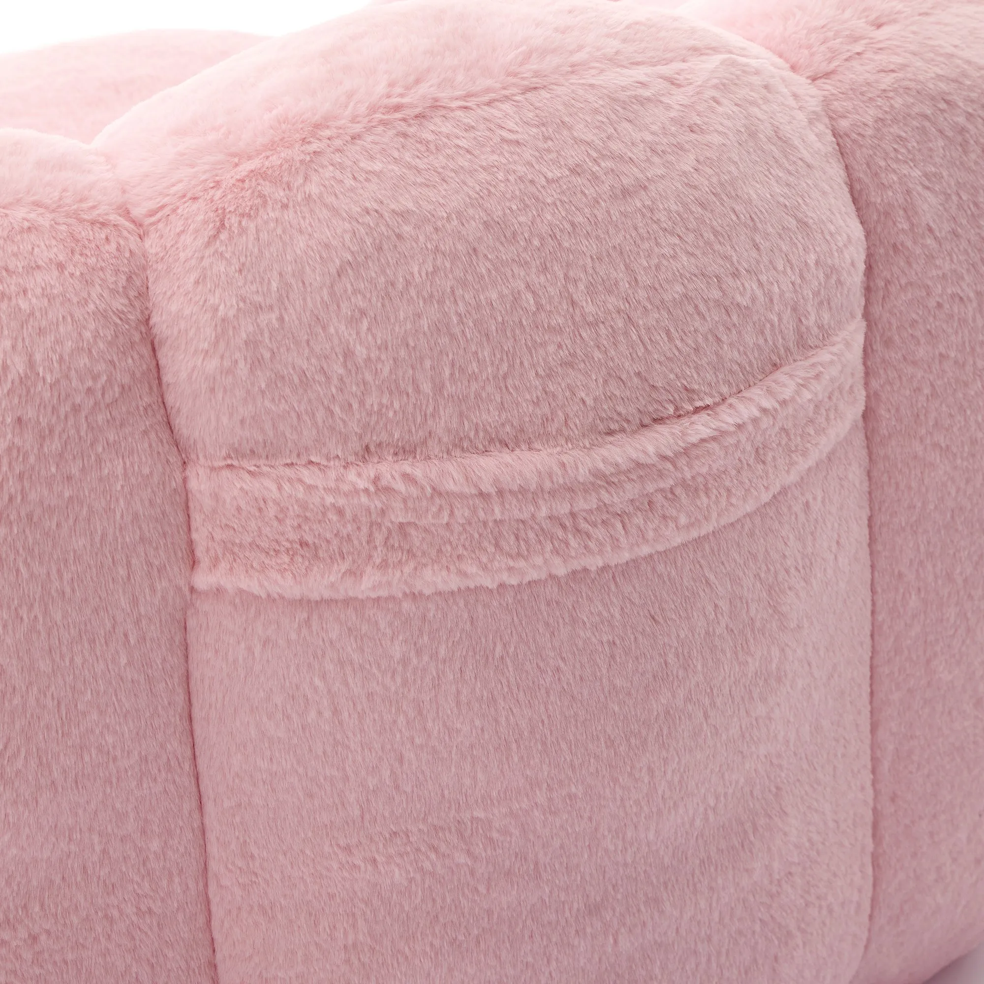 Lotus Faux Fur Bean Bag Sofa with Pull Ring, Adult Compression
