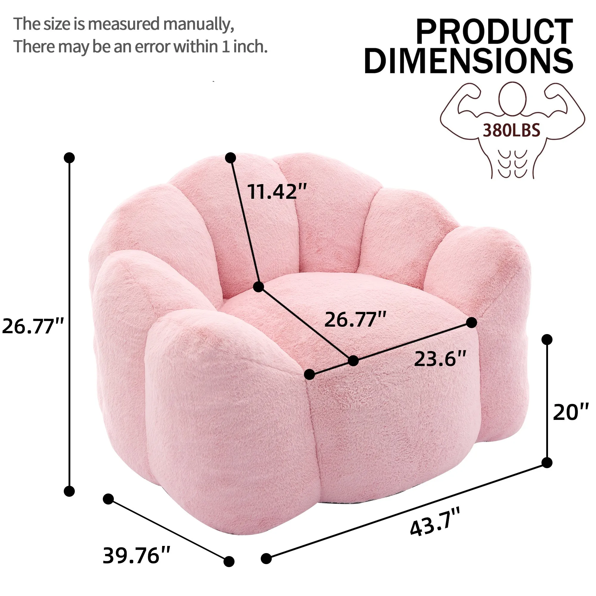 Lotus Faux Fur Bean Bag Sofa with Pull Ring, Adult Compression