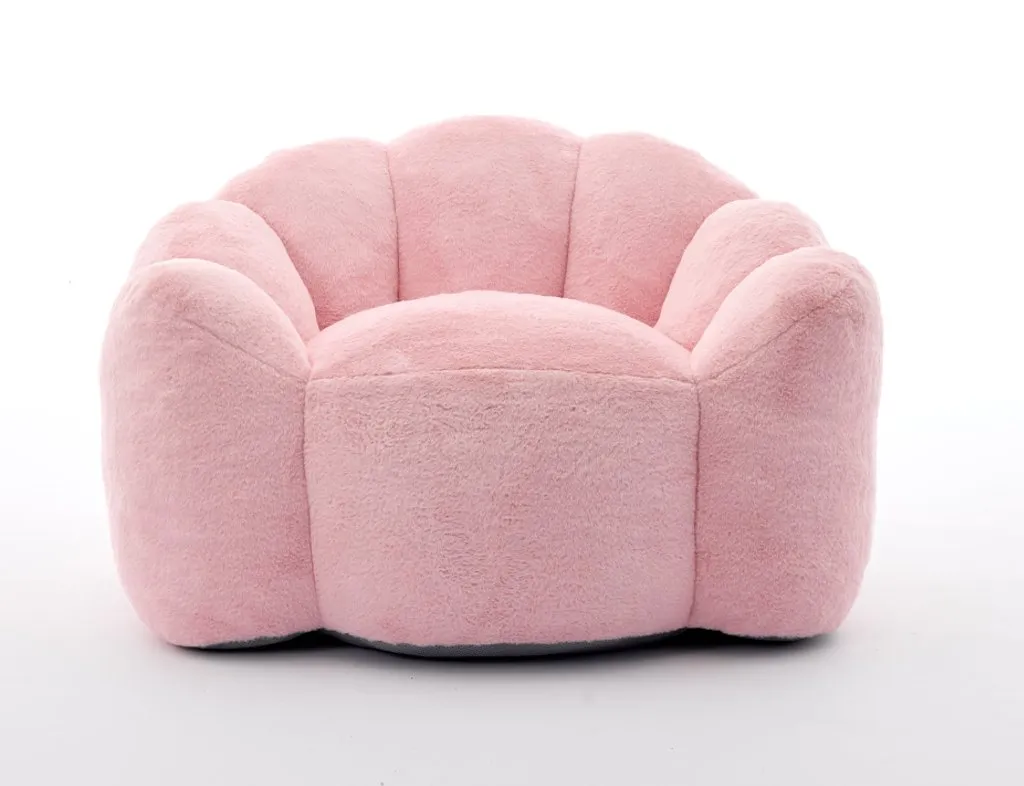 Lotus Faux Fur Bean Bag Sofa with Pull Ring, Adult Compression