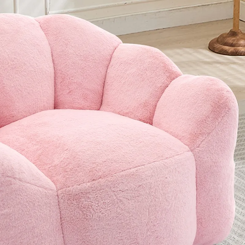 Lotus Faux Fur Bean Bag Sofa with Pull Ring, Adult Compression
