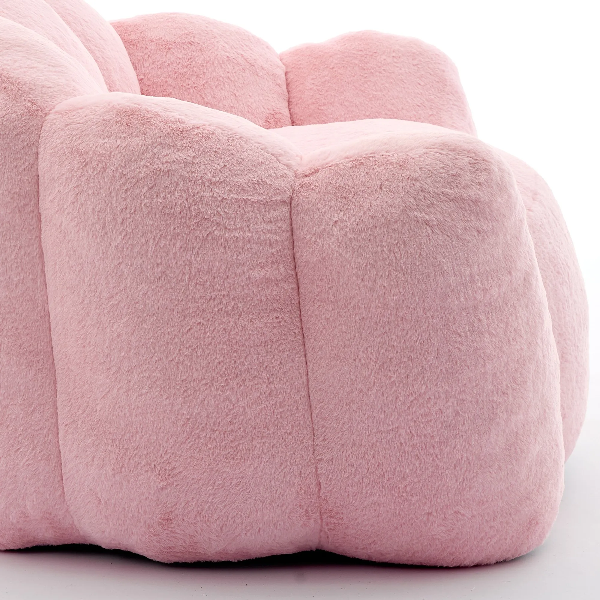 Lotus Faux Fur Bean Bag Sofa with Pull Ring, Adult Compression