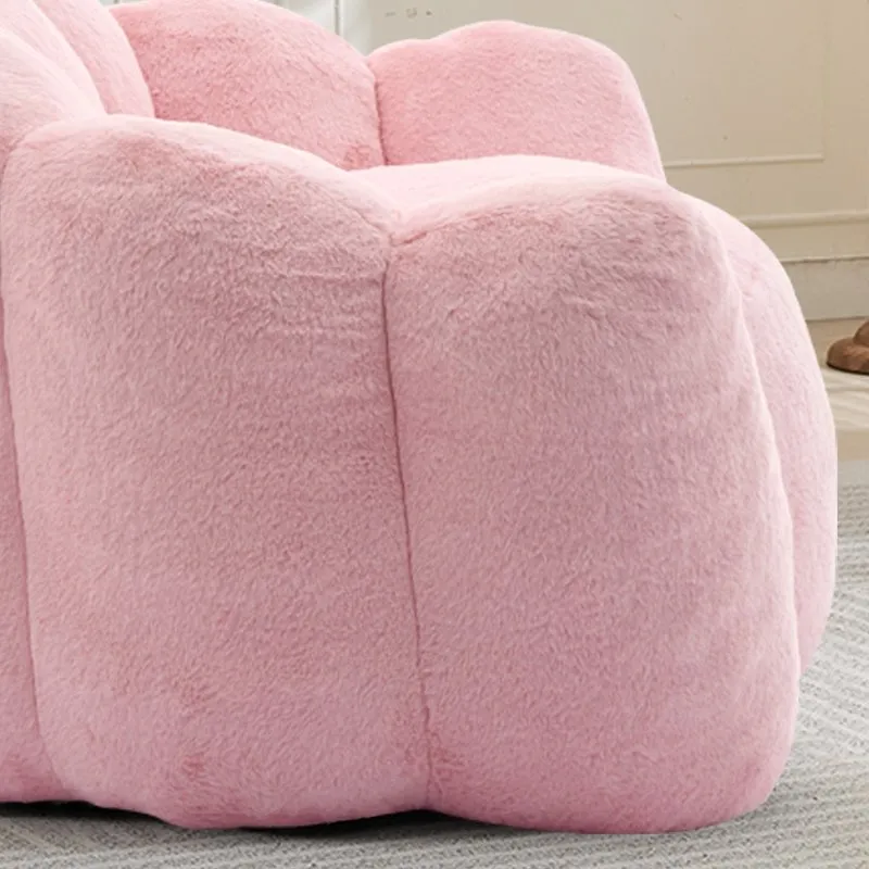 Lotus Faux Fur Bean Bag Sofa with Pull Ring, Adult Compression