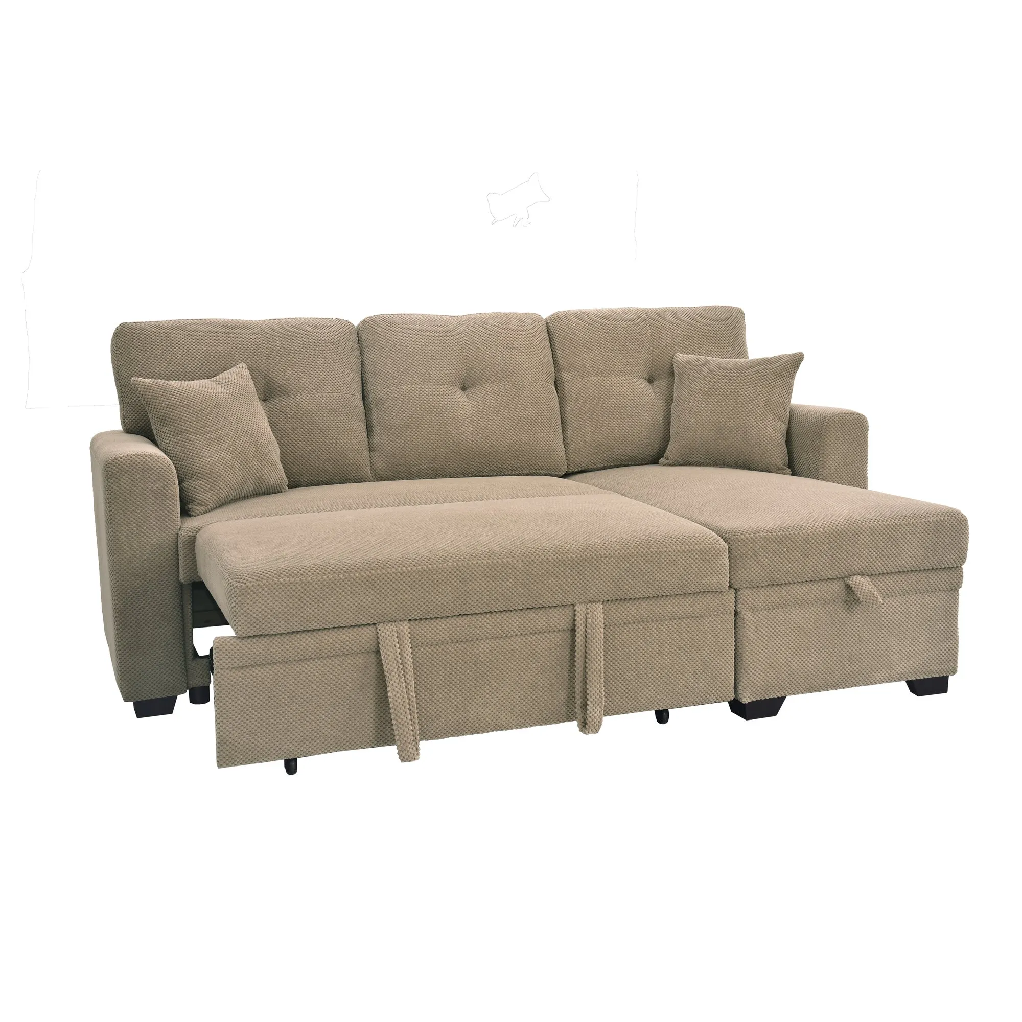 Sleeper Sectional Sofa with Pull-Out Bed and Reversible Chaise