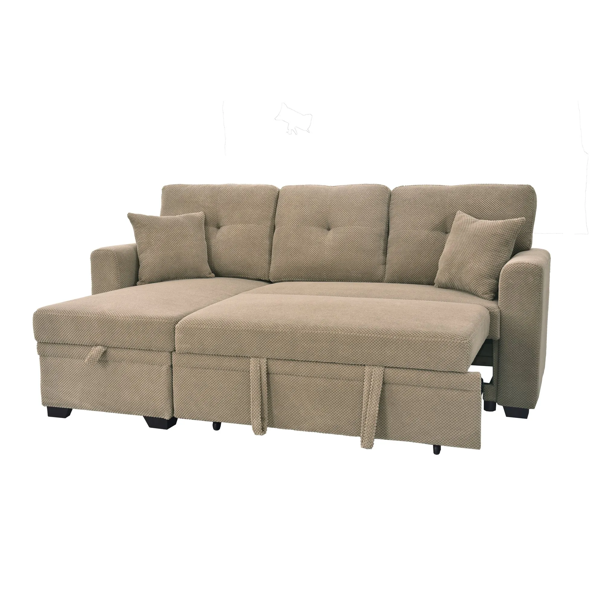 Sleeper Sectional Sofa with Pull-Out Bed and Reversible Chaise
