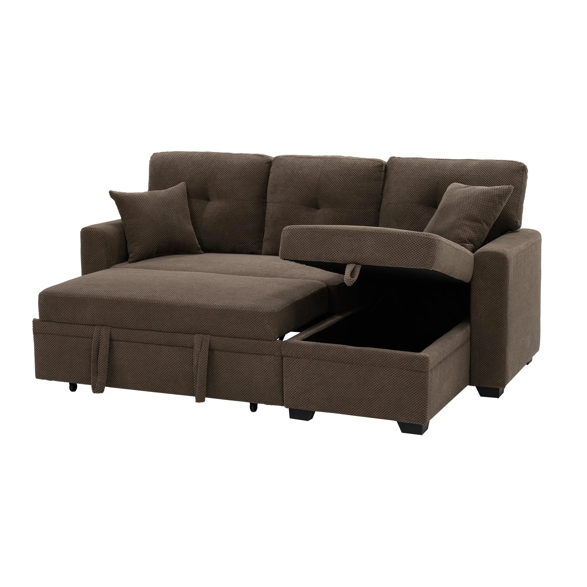 Sleeper Sectional Sofa with Pull-Out Bed and Reversible Chaise