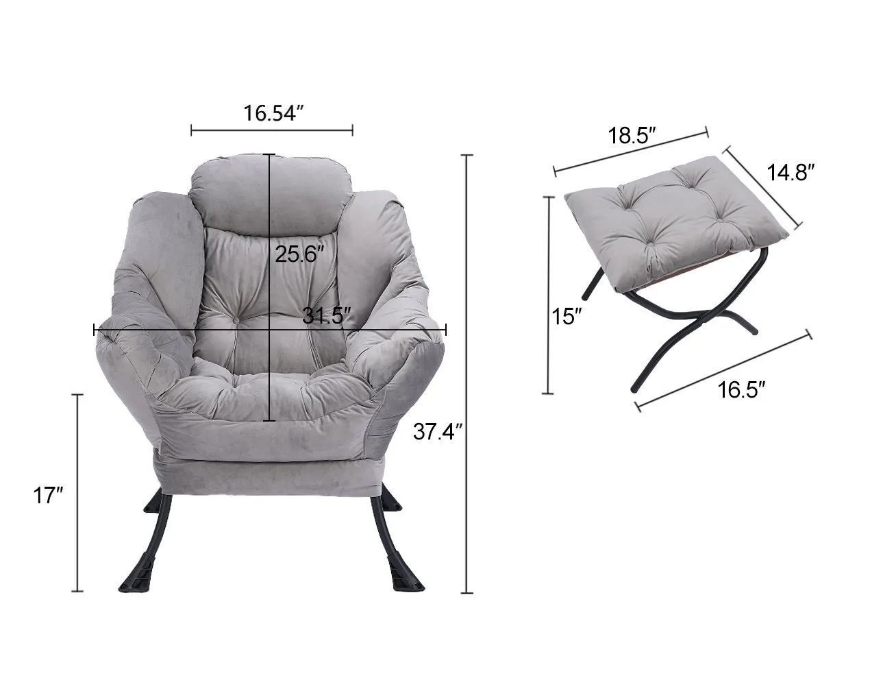 Modern Cotton Fabric Lazy Accent Chair for Living Room