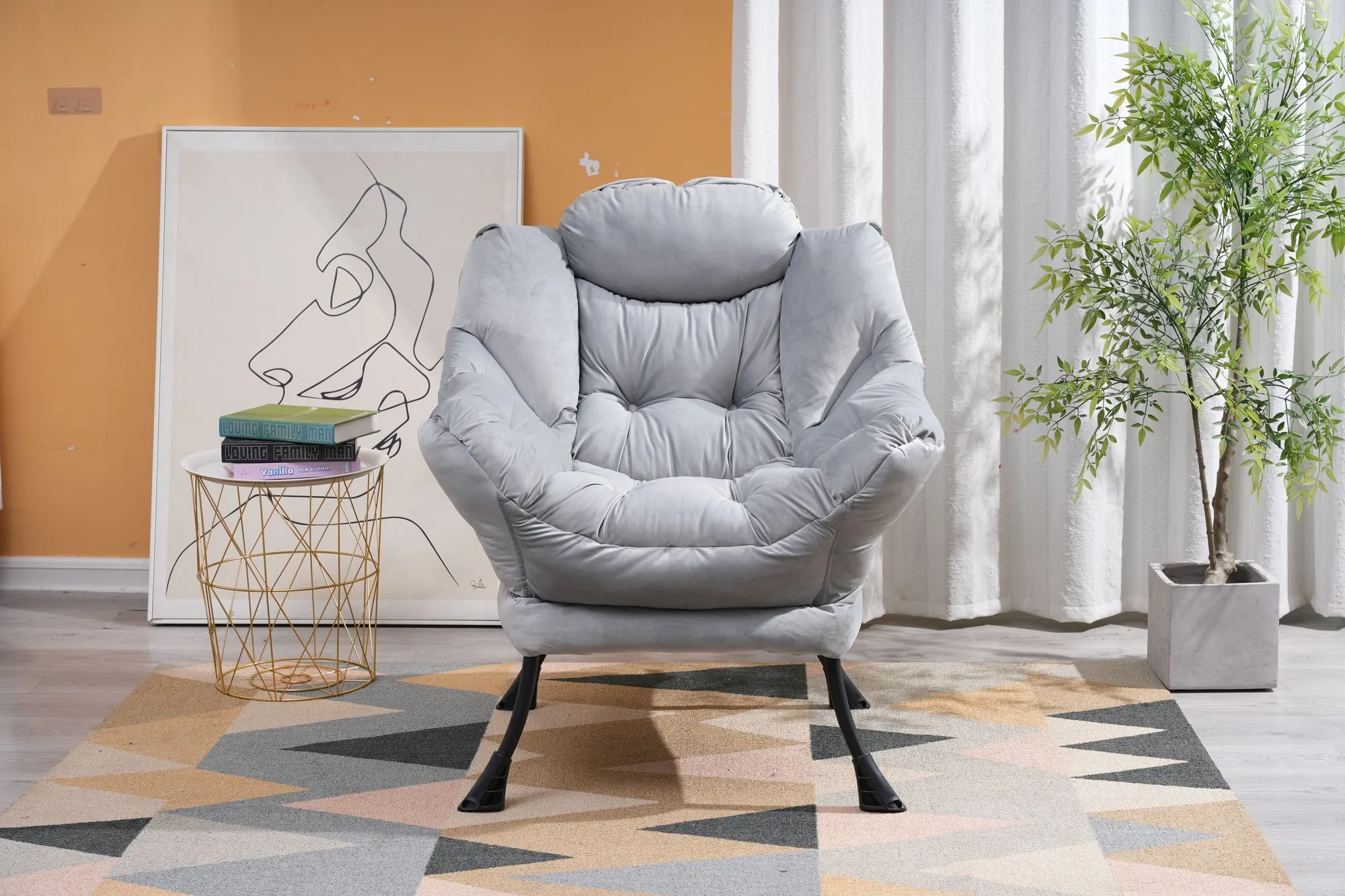 Modern Cotton Fabric Lazy Accent Chair for Living Room