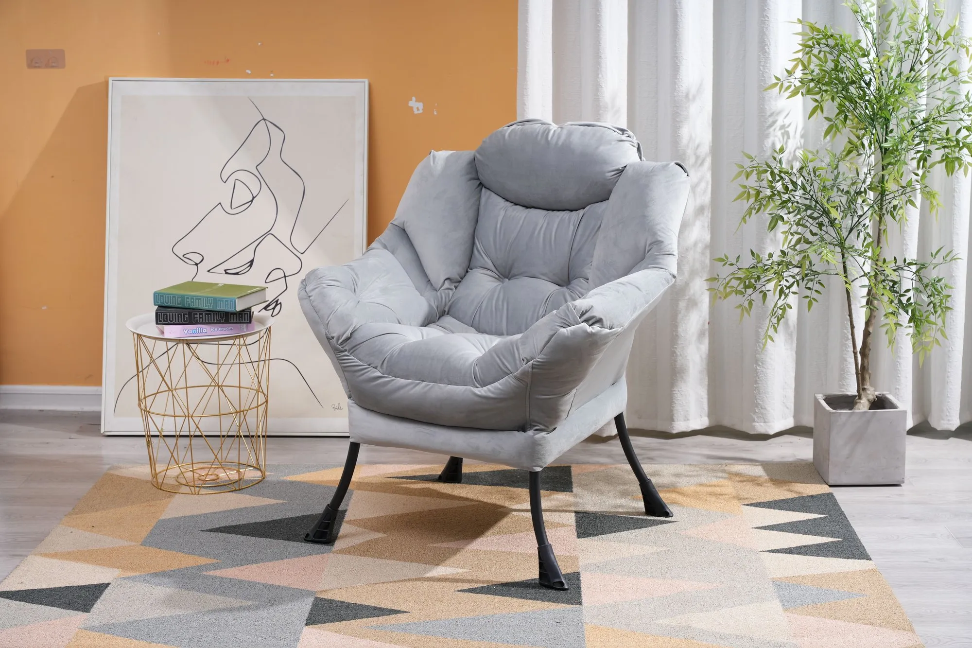Modern Cotton Fabric Lazy Accent Chair for Living Room