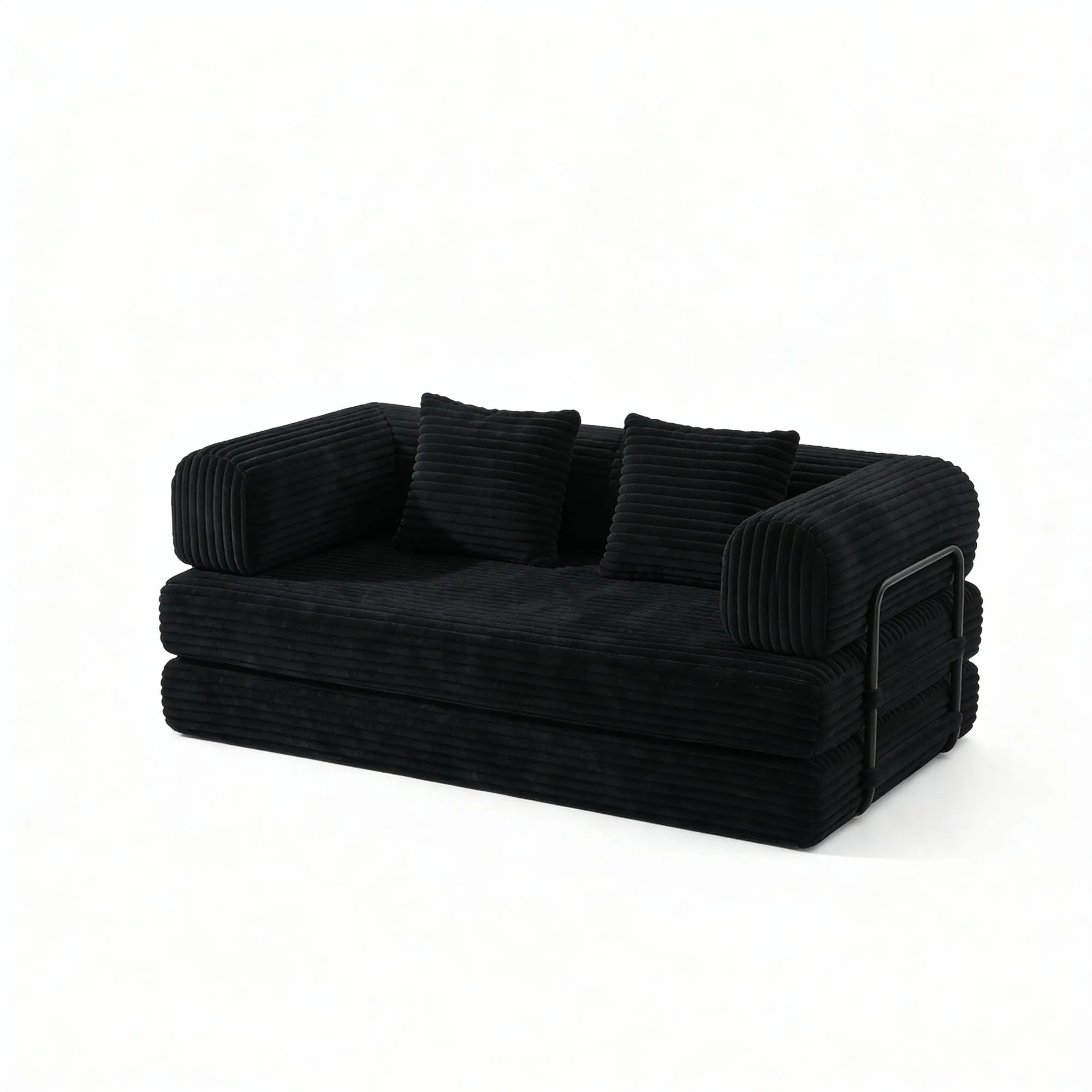 Corduroy Compression Sofa Bed, Convertible Floor Sofa with Pillows