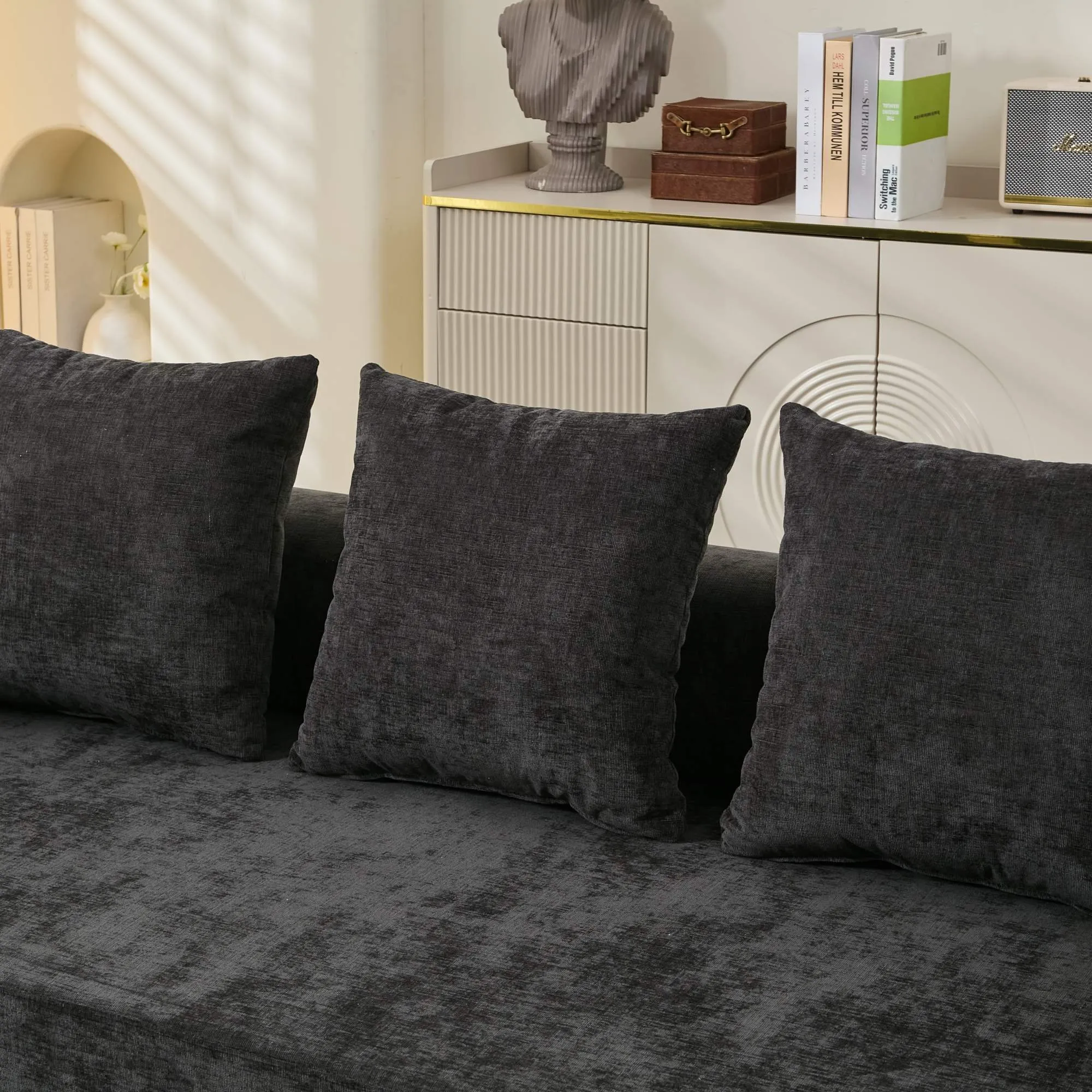 Chenille Convertible Folding Mattress Couch, Comfy Floor Sofa Bed