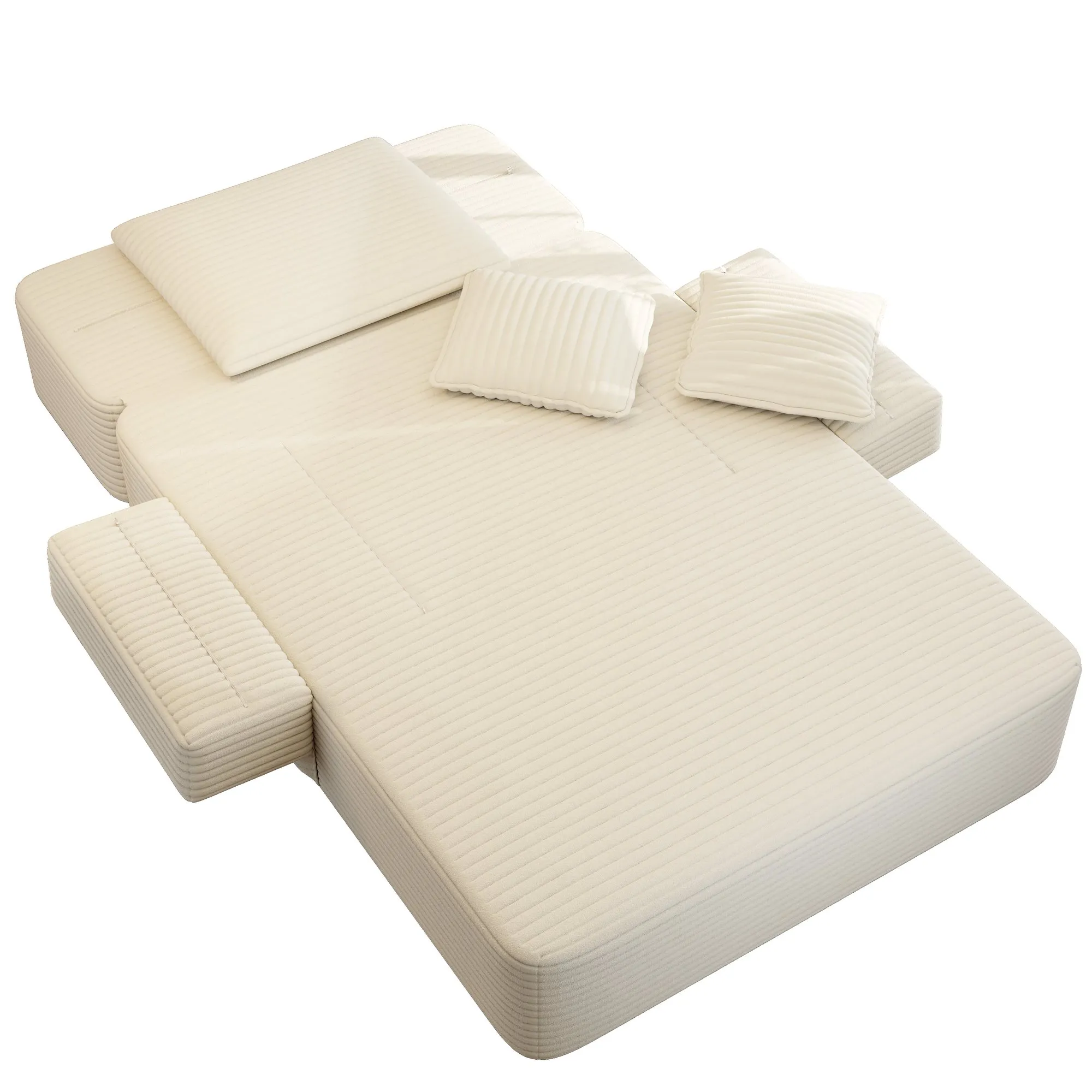 Oversized Plush Corduroy Chaise Lounge Sofa Bed, Convertible