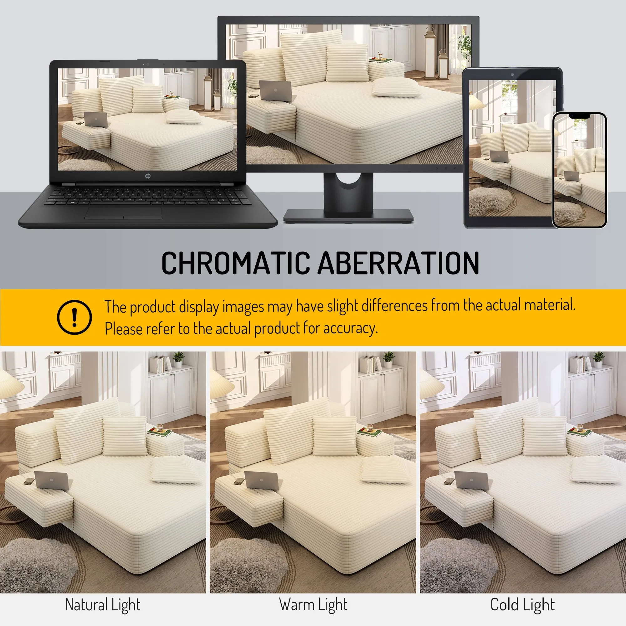 Oversized Plush Corduroy Chaise Lounge Sofa Bed, Convertible