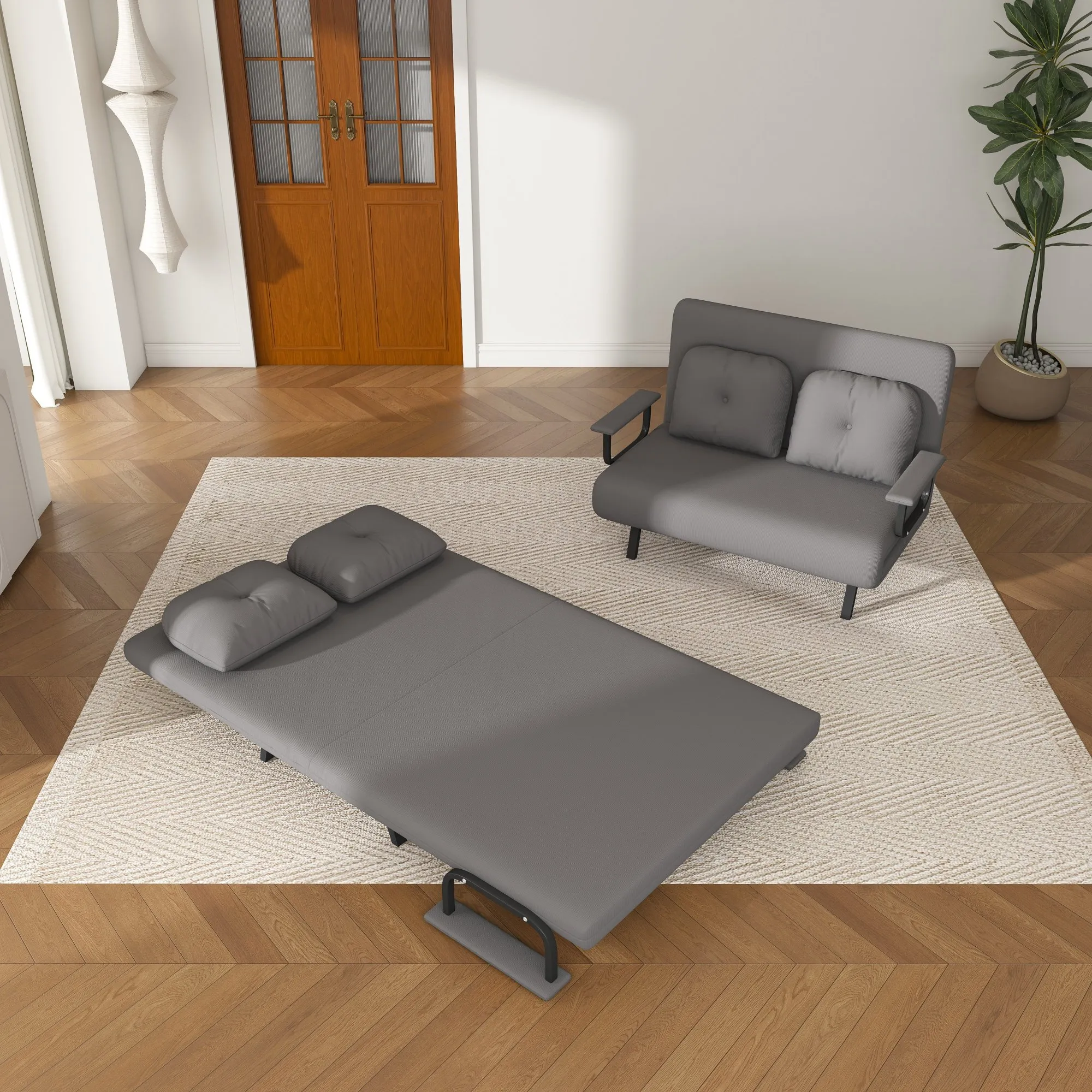 46-Inch Wide 5-in-1 Folding Sofa Bed Chair for Two