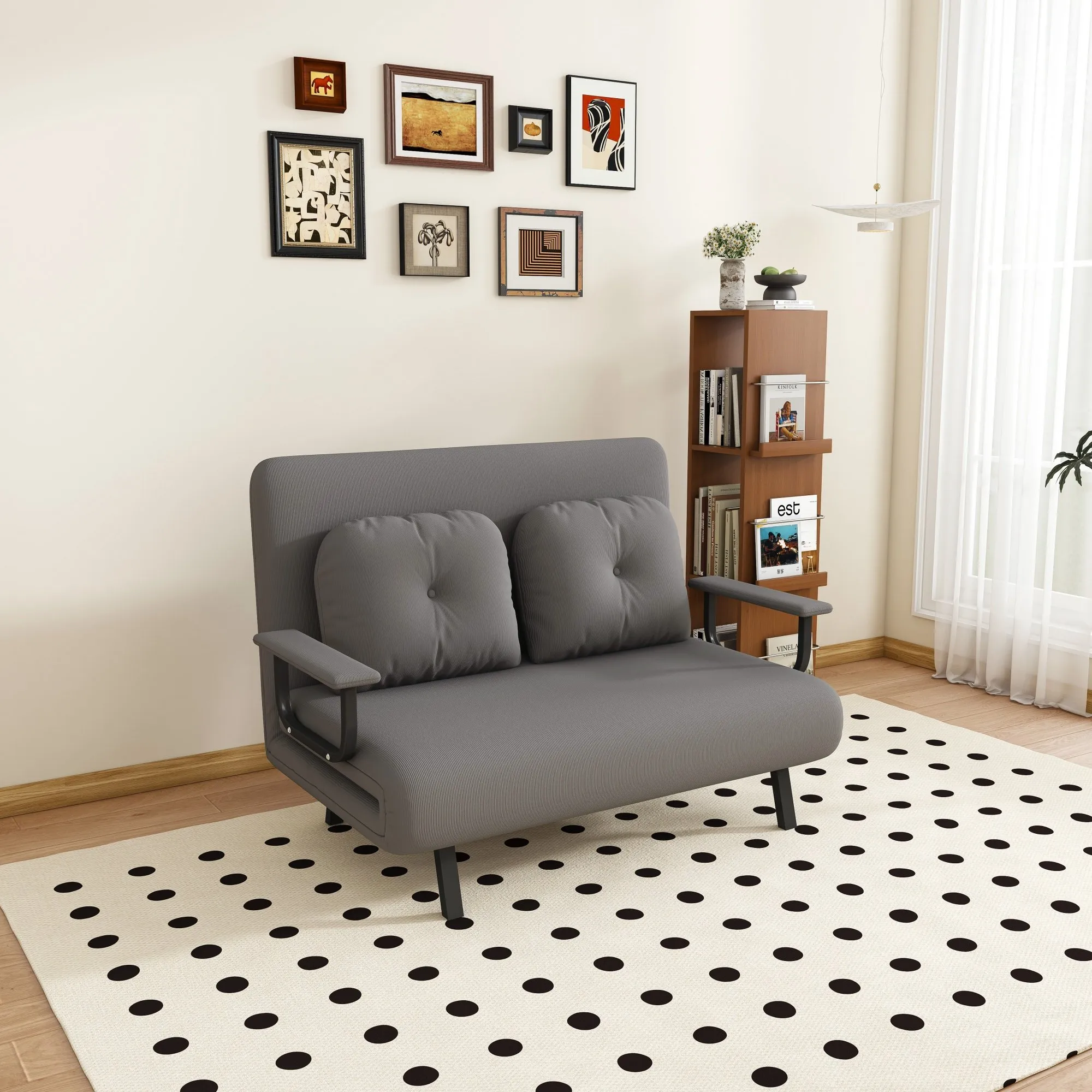 46-Inch Wide 5-in-1 Folding Sofa Bed Chair for Two