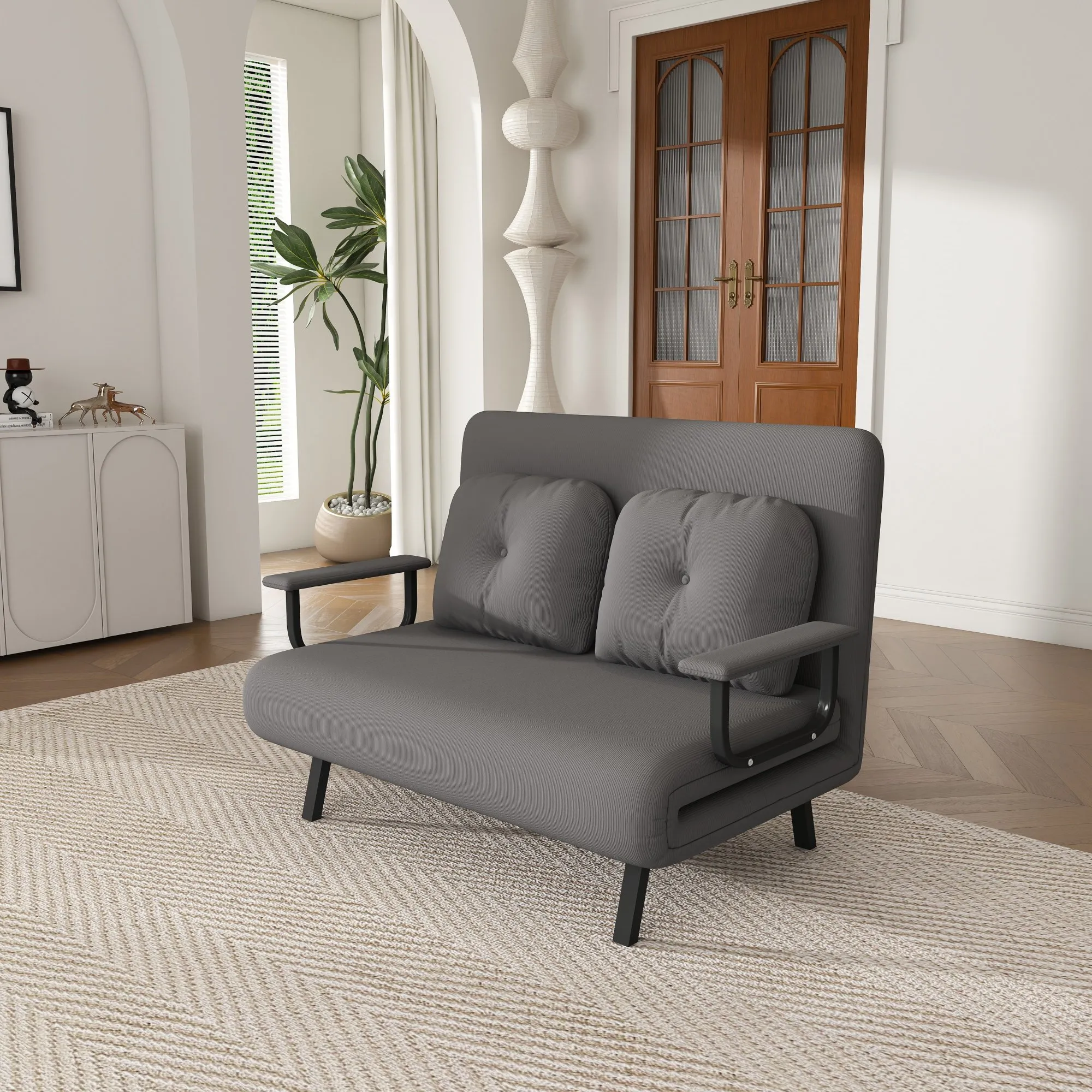 46-Inch Wide 5-in-1 Folding Sofa Bed Chair for Two
