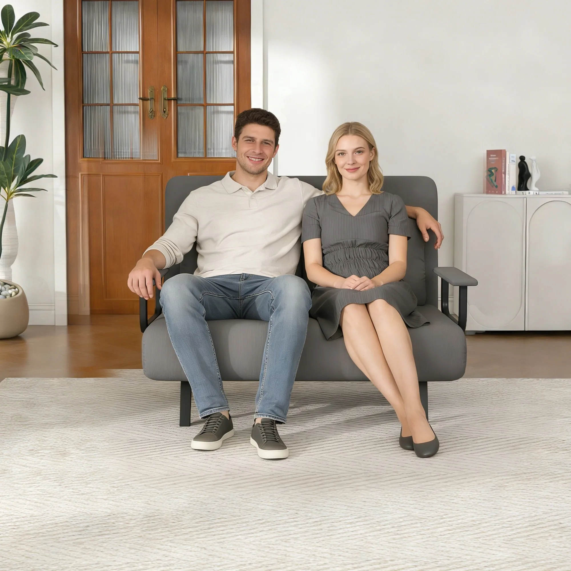 46-Inch Wide 5-in-1 Folding Sofa Bed Chair for Two