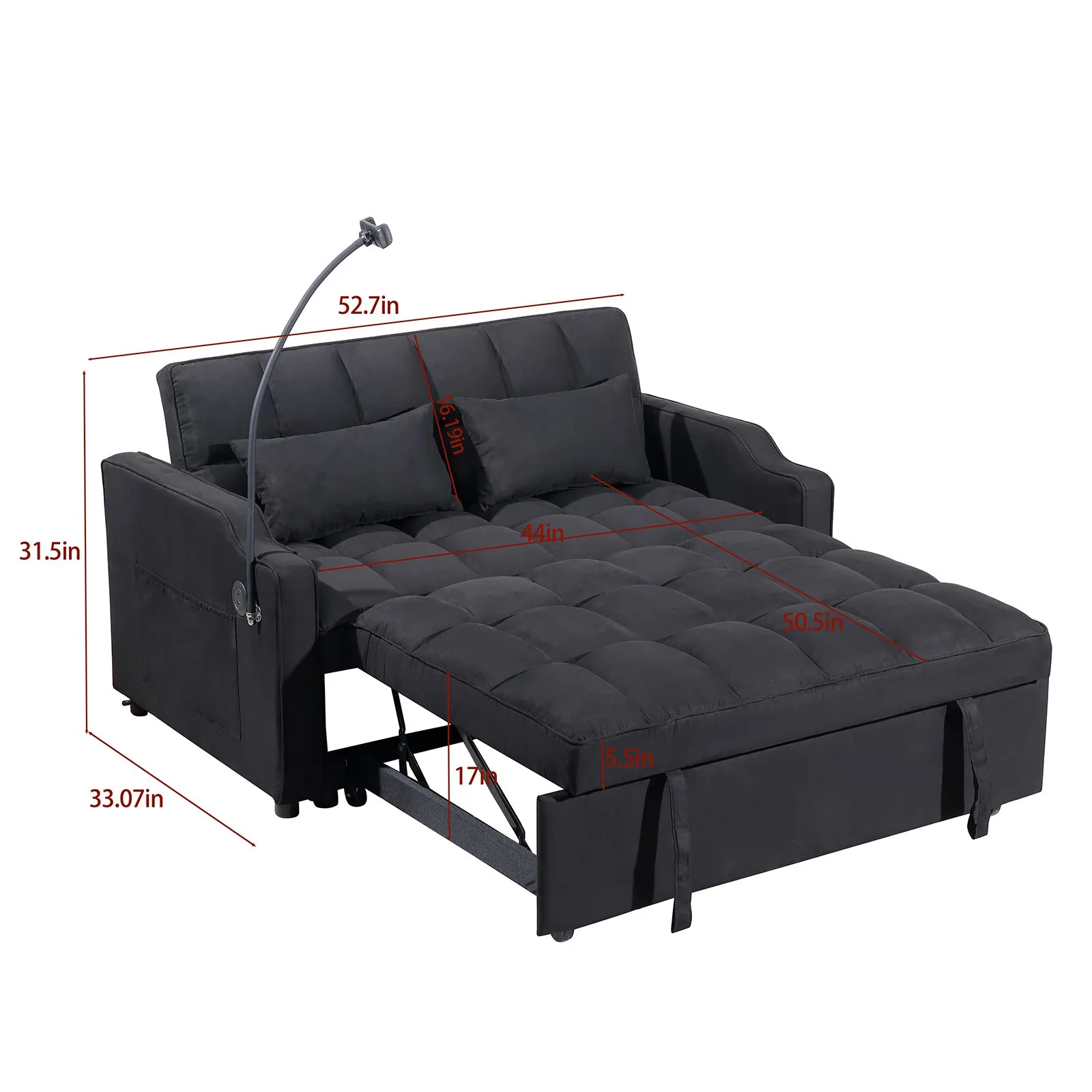 Multifunctional Foldable Plywood Sofa Bed, 3 Length Options