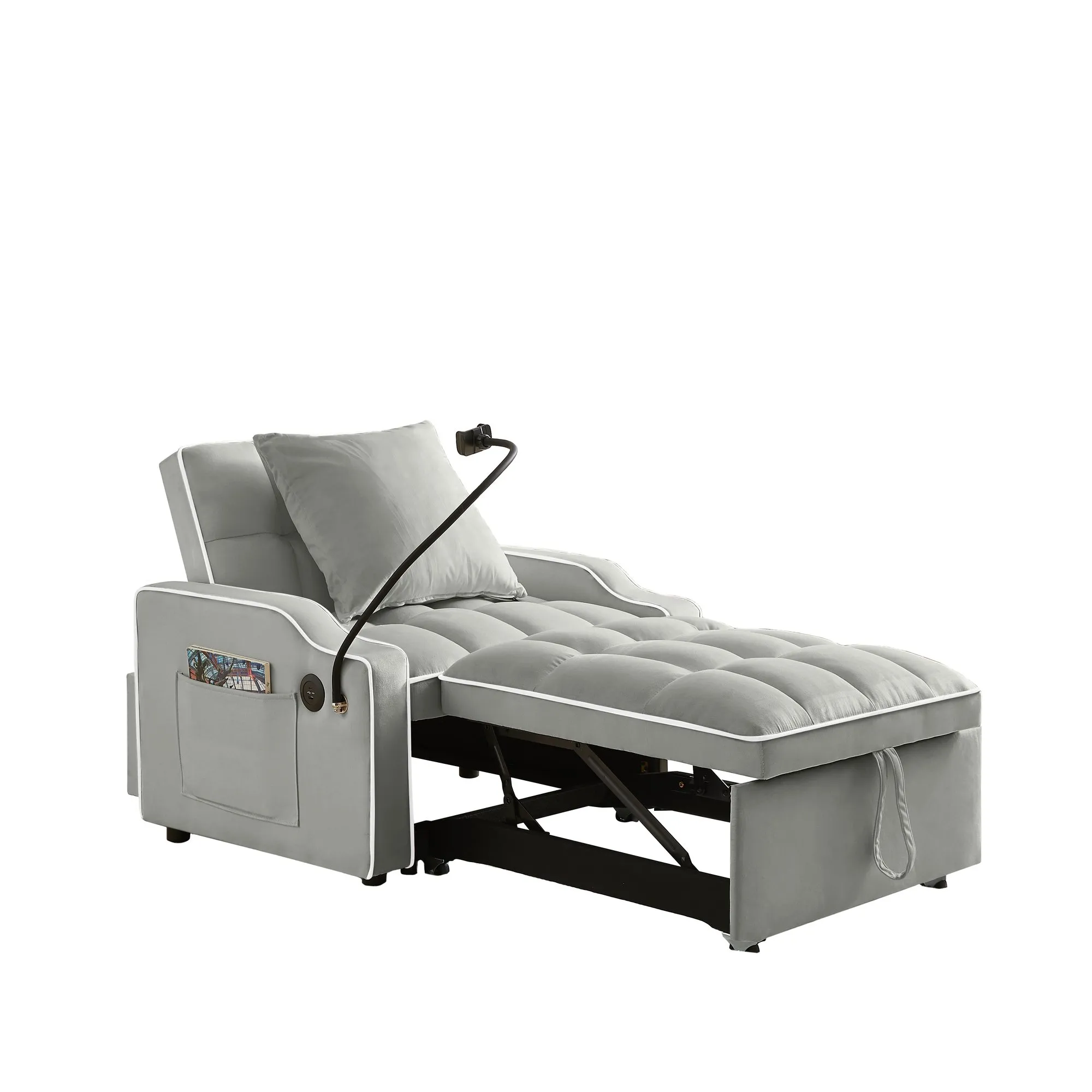 3-in-1 Velvet Sleeper Sofa Chair Bed, Convertible and Comfy