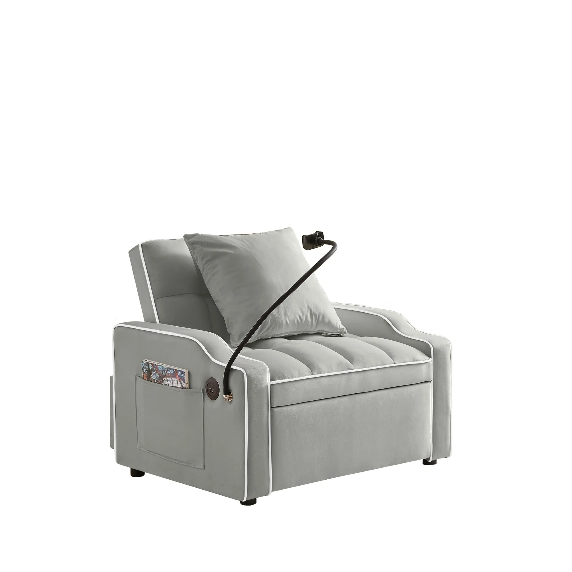 3-in-1 Velvet Sleeper Sofa Chair Bed, Convertible and Comfy