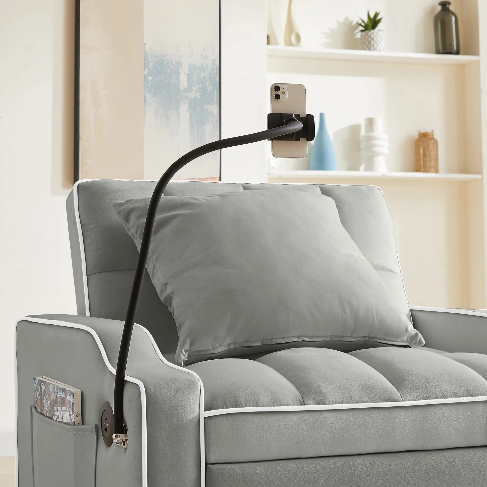 3-in-1 Velvet Sleeper Sofa Chair Bed, Convertible and Comfy