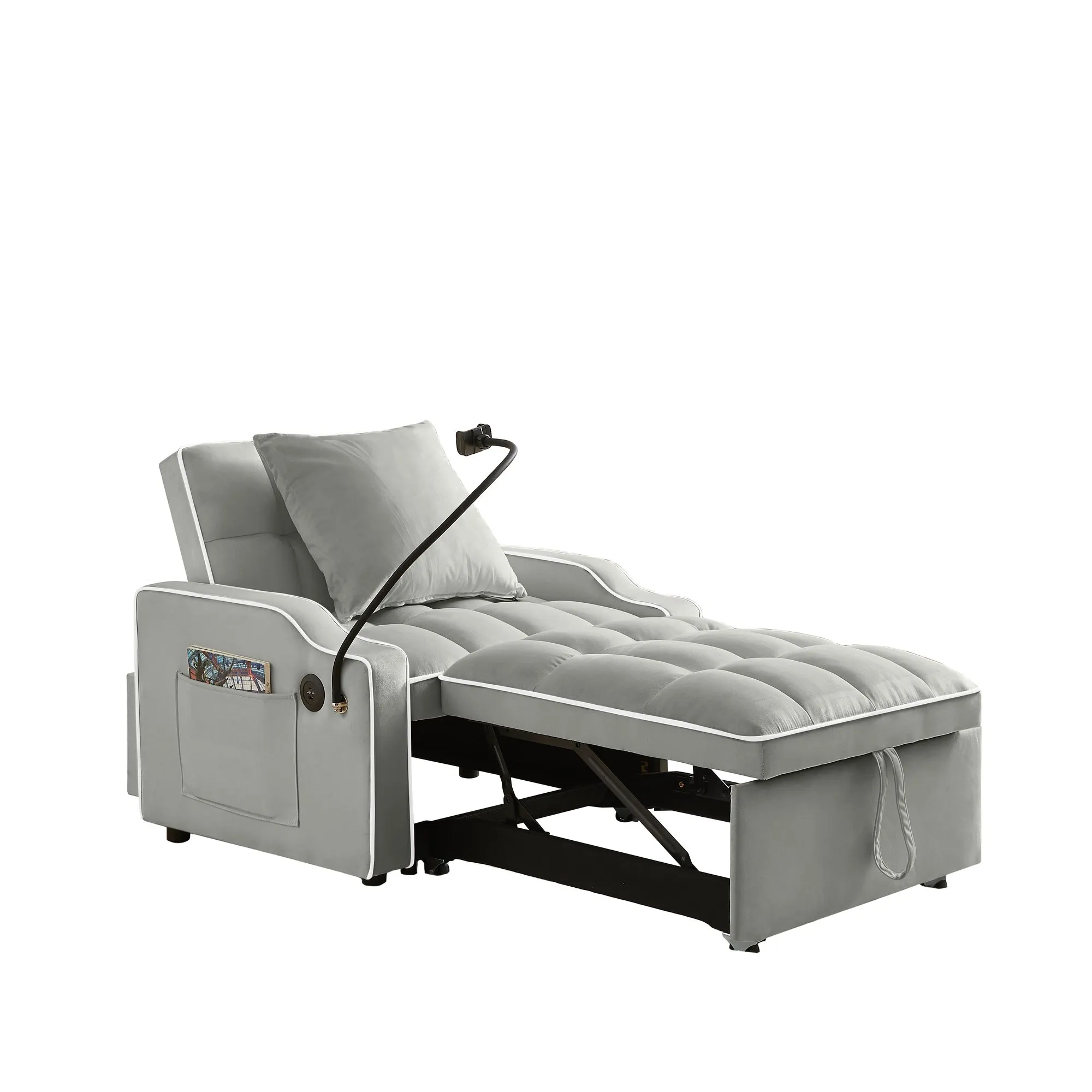 3-in-1 Velvet Sleeper Sofa Chair Bed, Convertible and Comfy