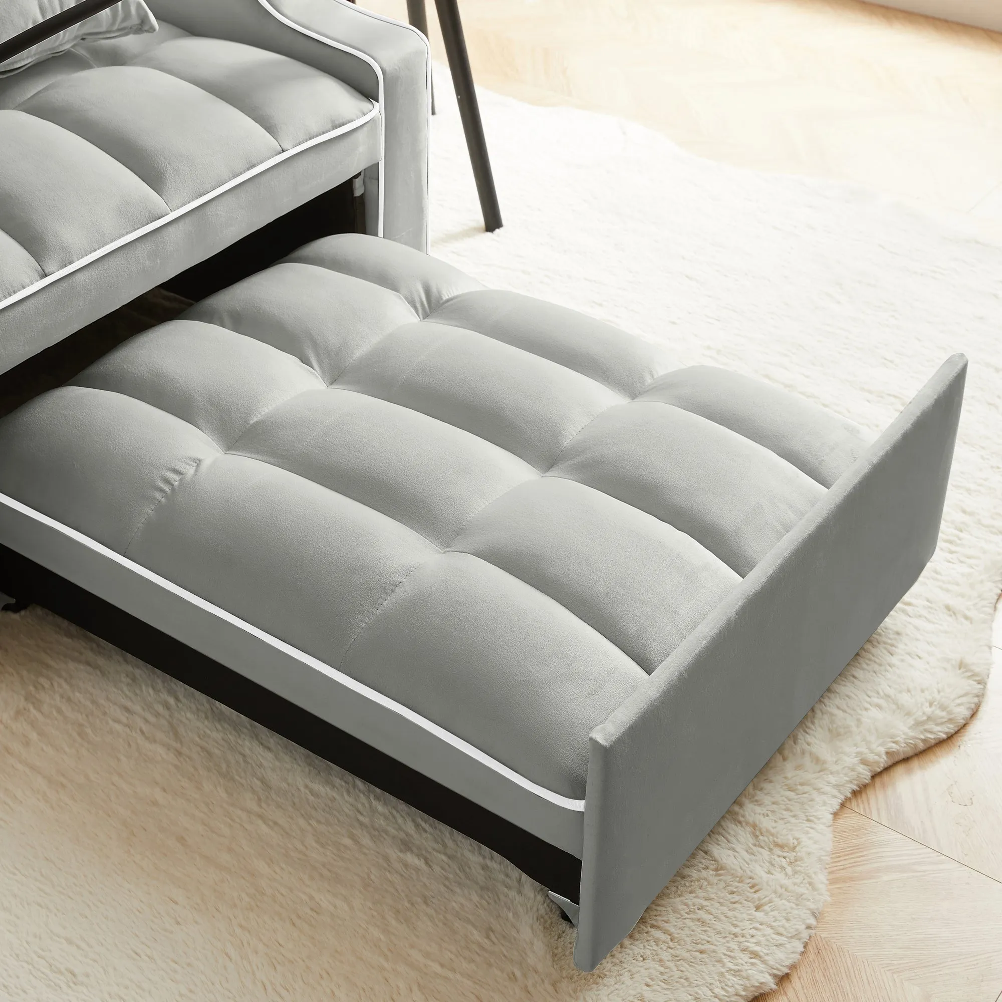 3-in-1 Velvet Sleeper Sofa Chair Bed, Convertible and Comfy