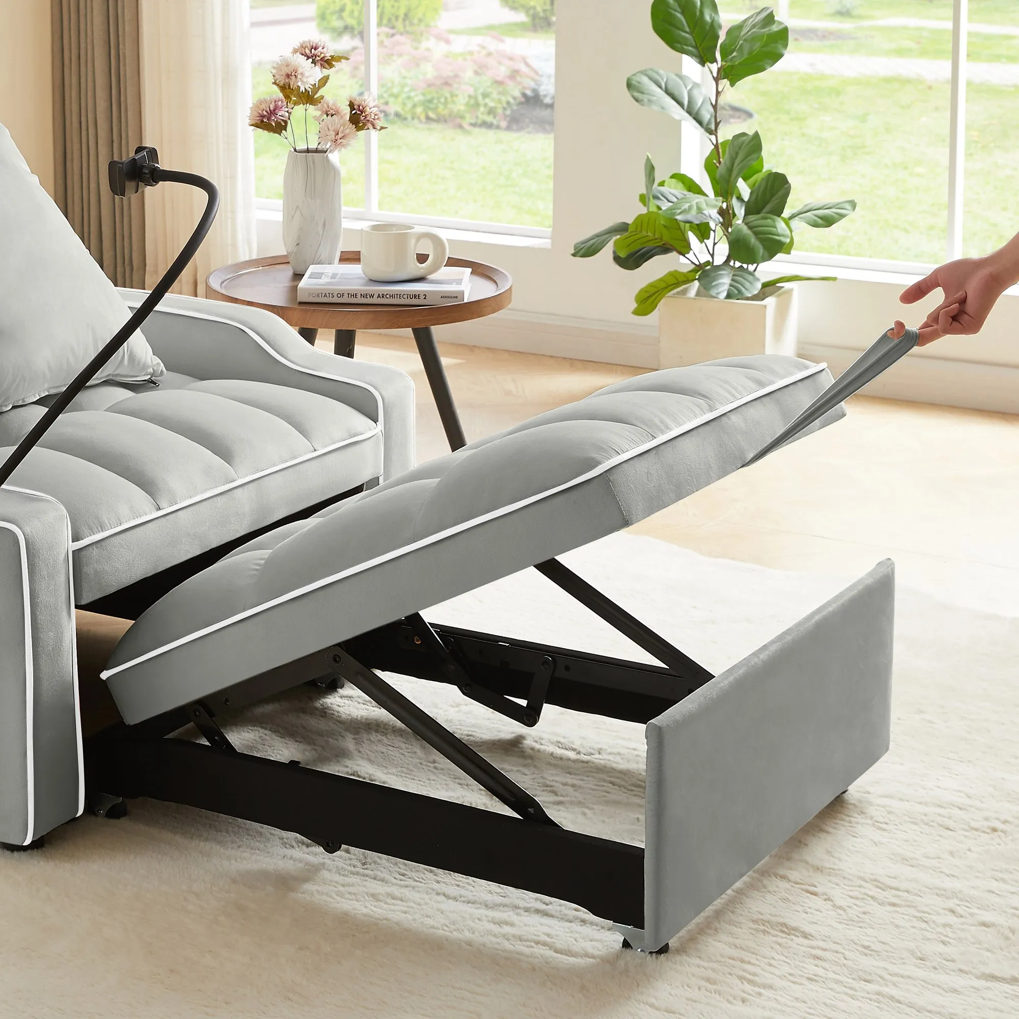3-in-1 Velvet Sleeper Sofa Chair Bed, Convertible and Comfy