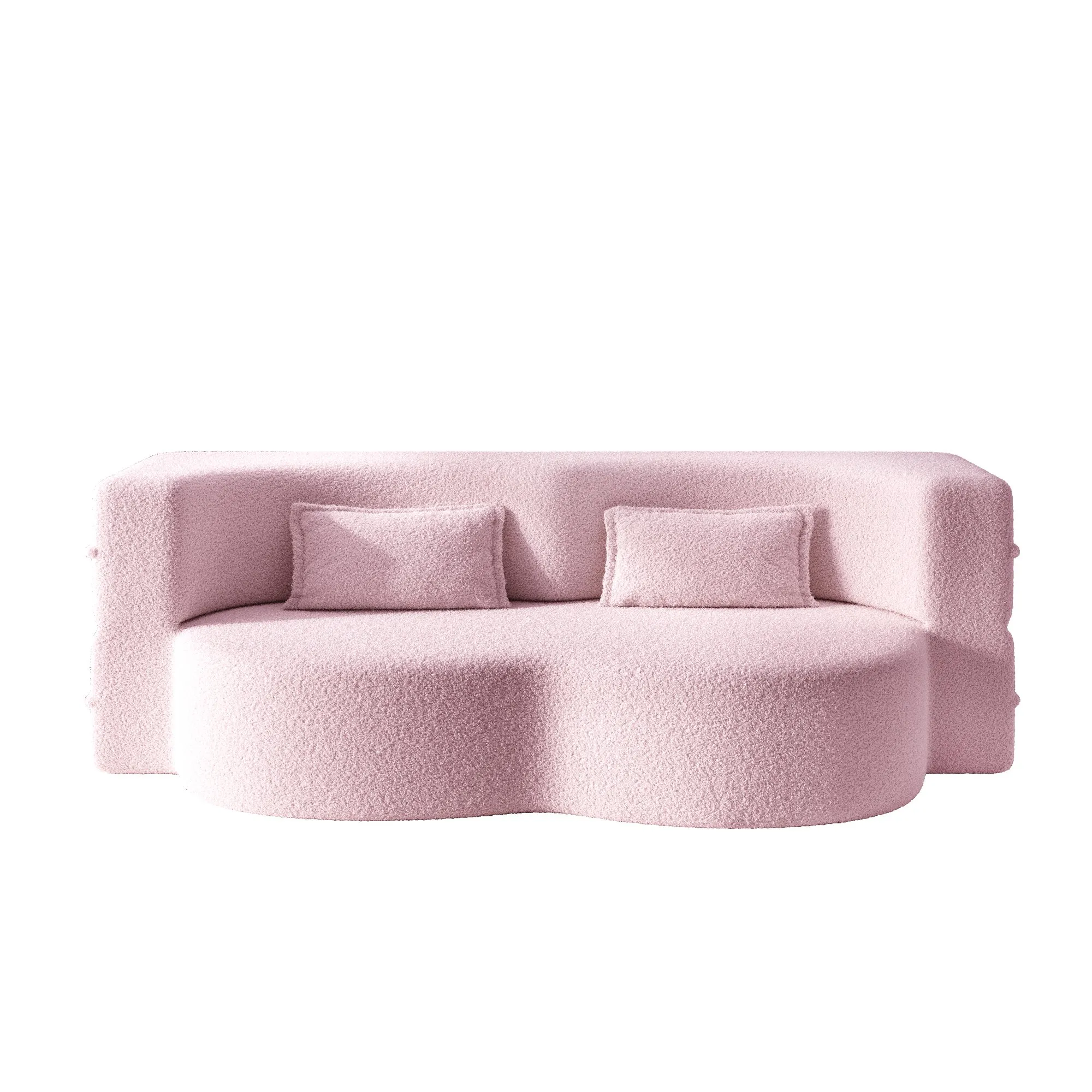 Convertible Sherpa Fleece Floor Sofa with 2 Pillows, Modern