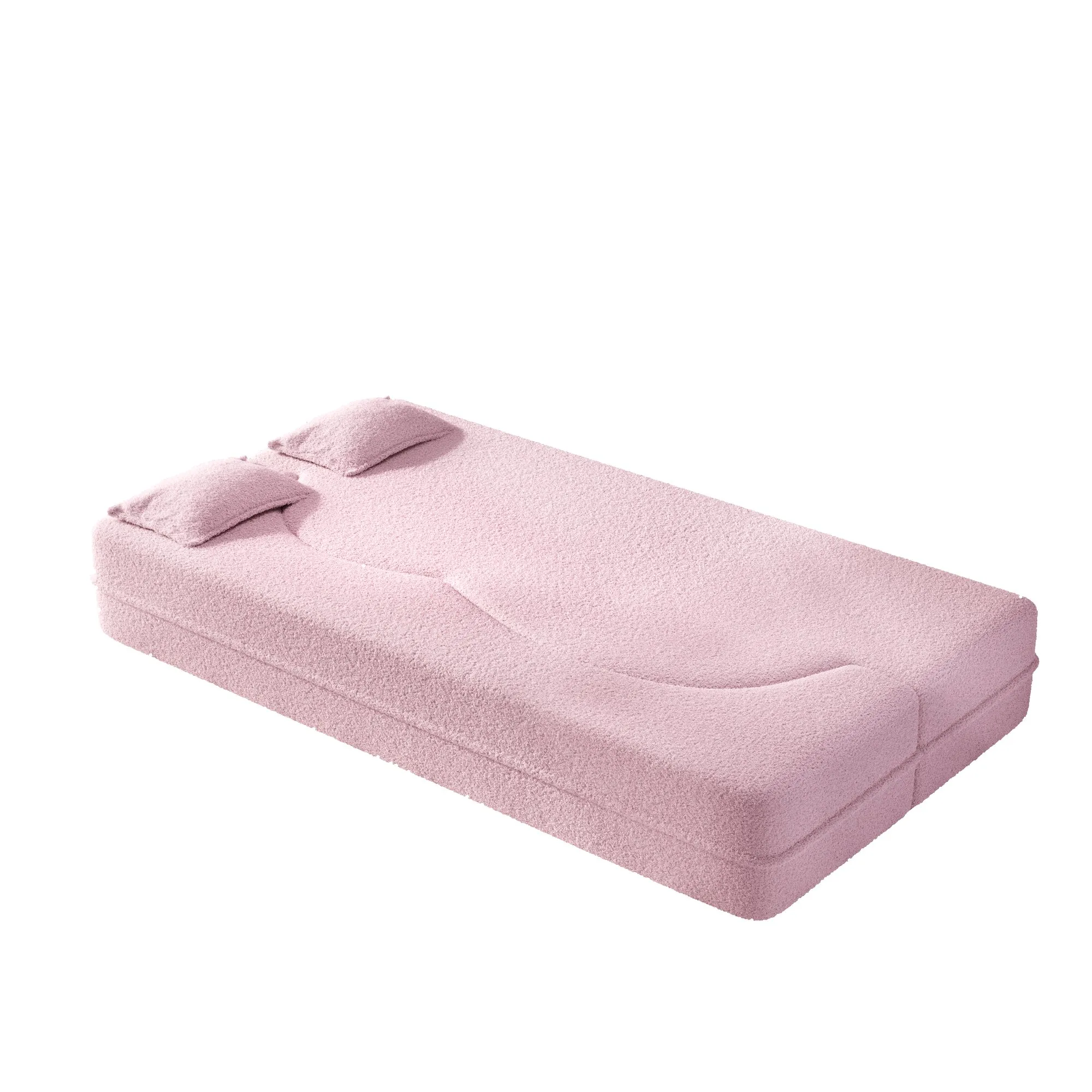 Convertible Sherpa Fleece Floor Sofa with 2 Pillows, Modern