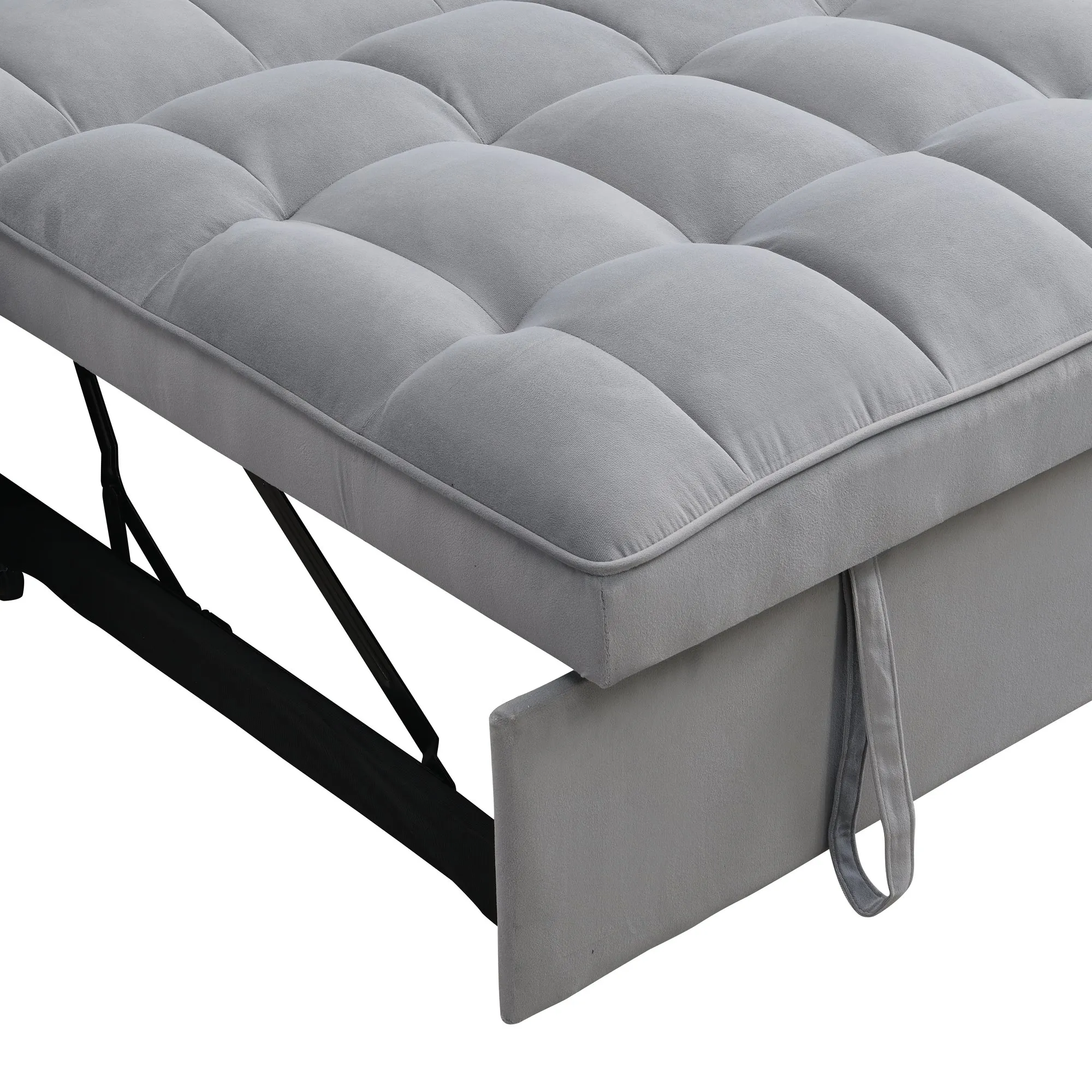 Modern Velvet Loveseat Futon with Pull-Out Bed, Small Couch