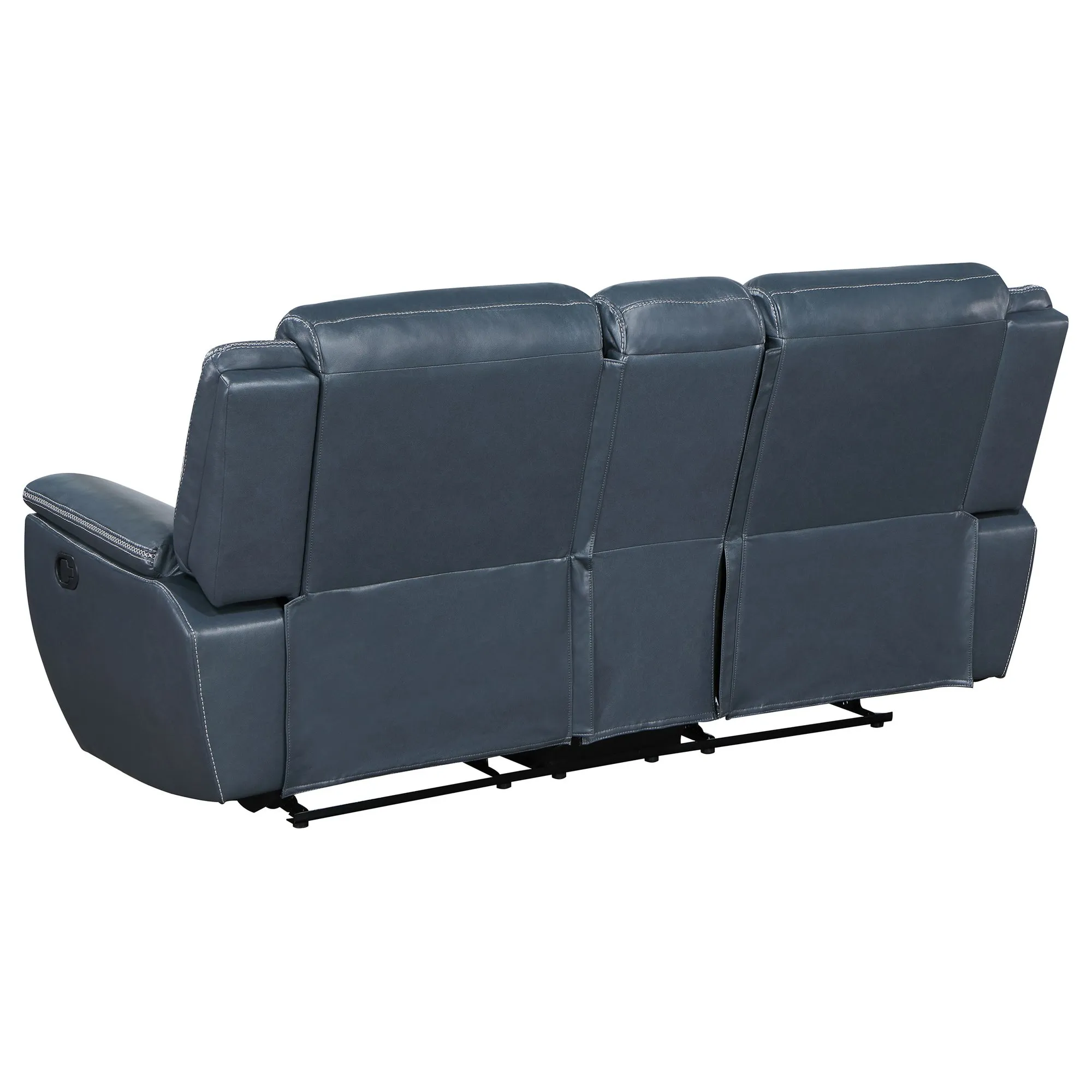 Stanwicke Blue Motion Reclining Loveseat with Console