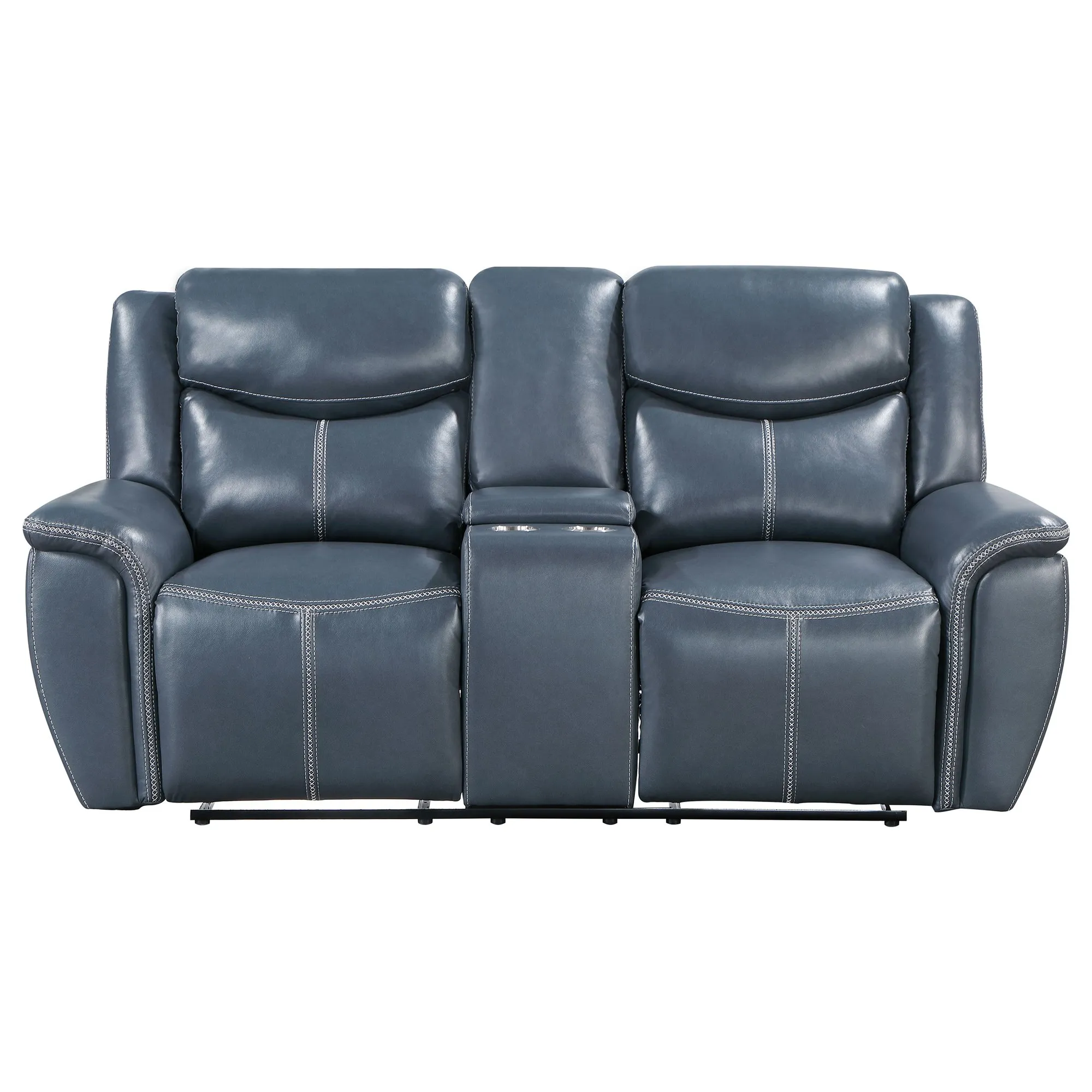 Stanwicke Blue Motion Reclining Loveseat with Console