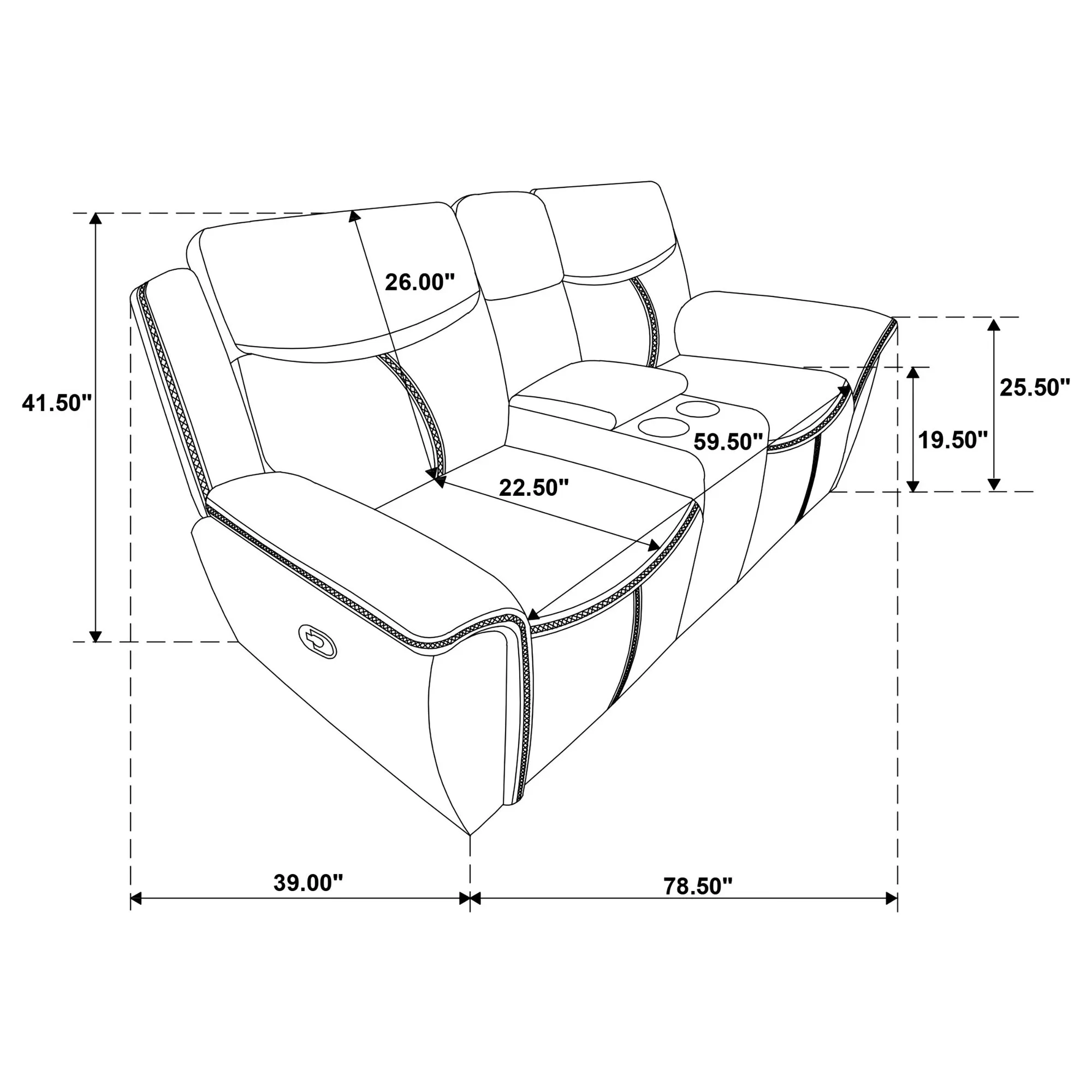 Stanwicke Blue Motion Reclining Loveseat with Console