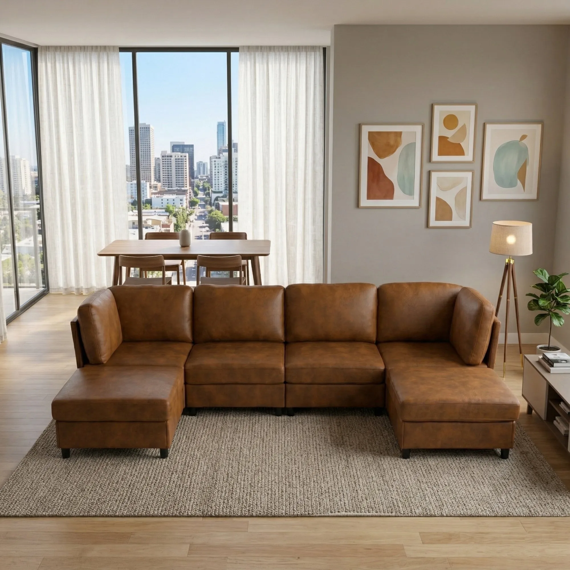 Modern Modular Corner Sofa  Foil fabric  Freely Configurable with