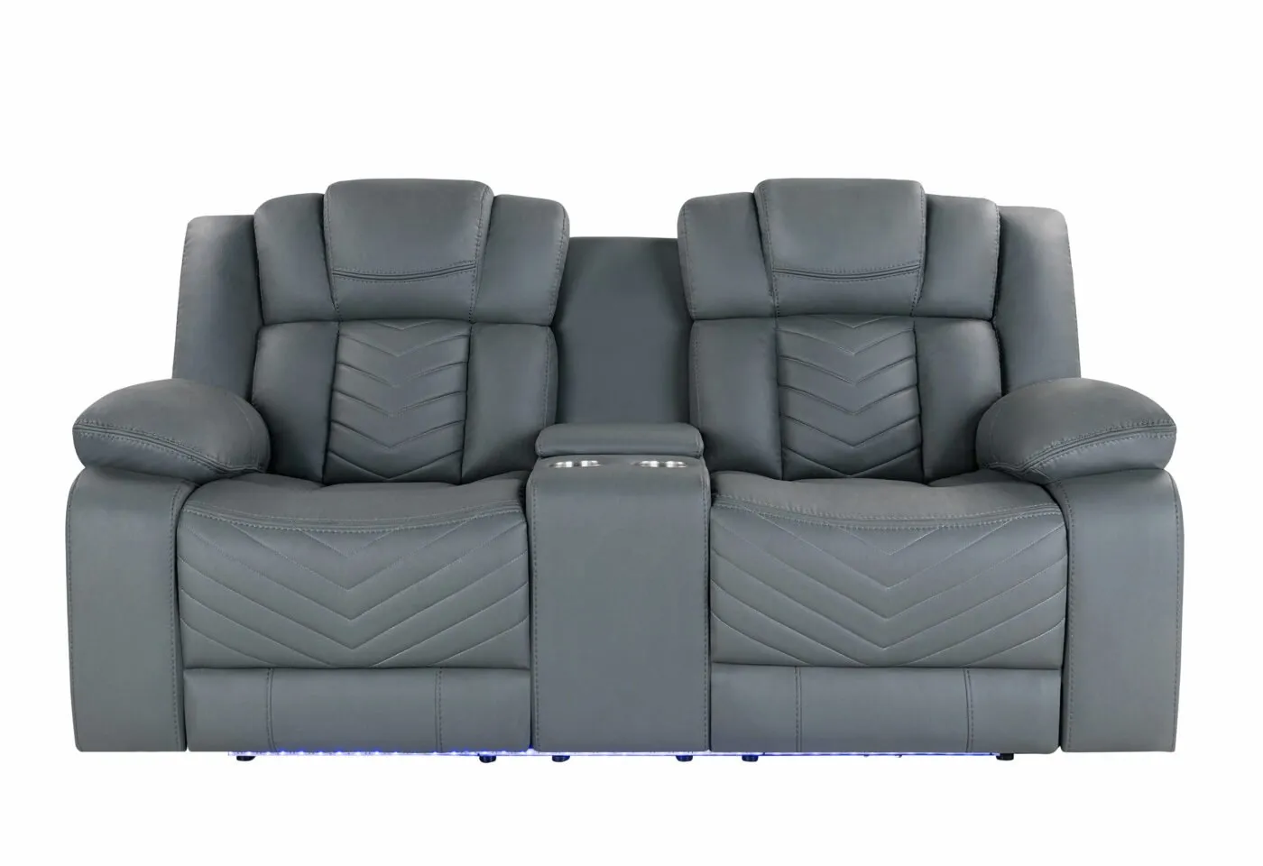 RAIZE GREY 10 POWER CONSOLE RECLINING LOVESEAT WITH LED