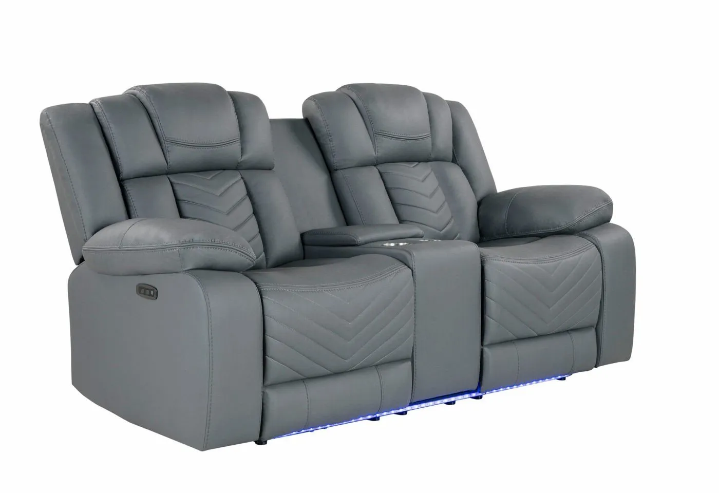 RAIZE GREY 10 POWER CONSOLE RECLINING LOVESEAT WITH LED