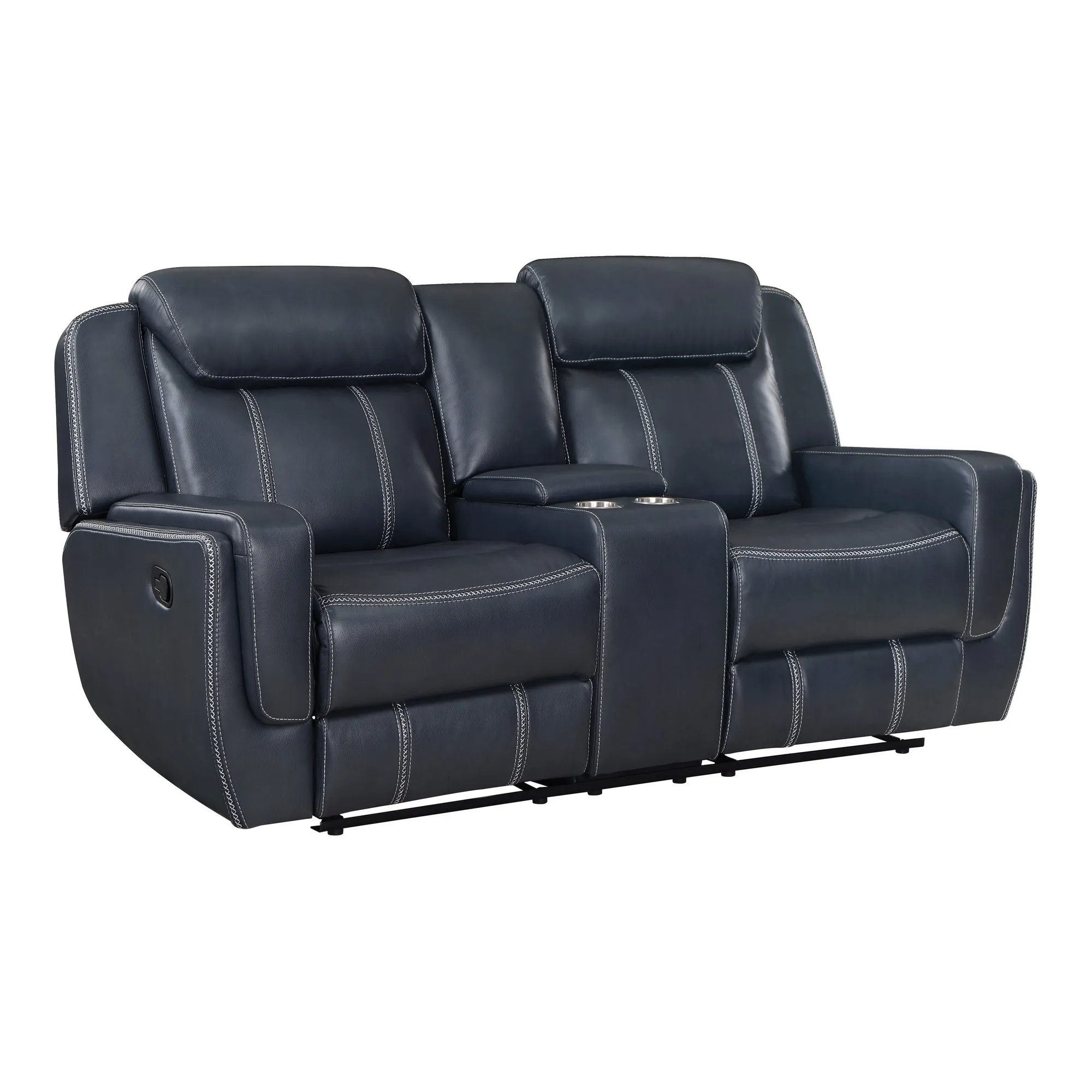 Dual Reclining Loveseat with Center Console, Modern Blue