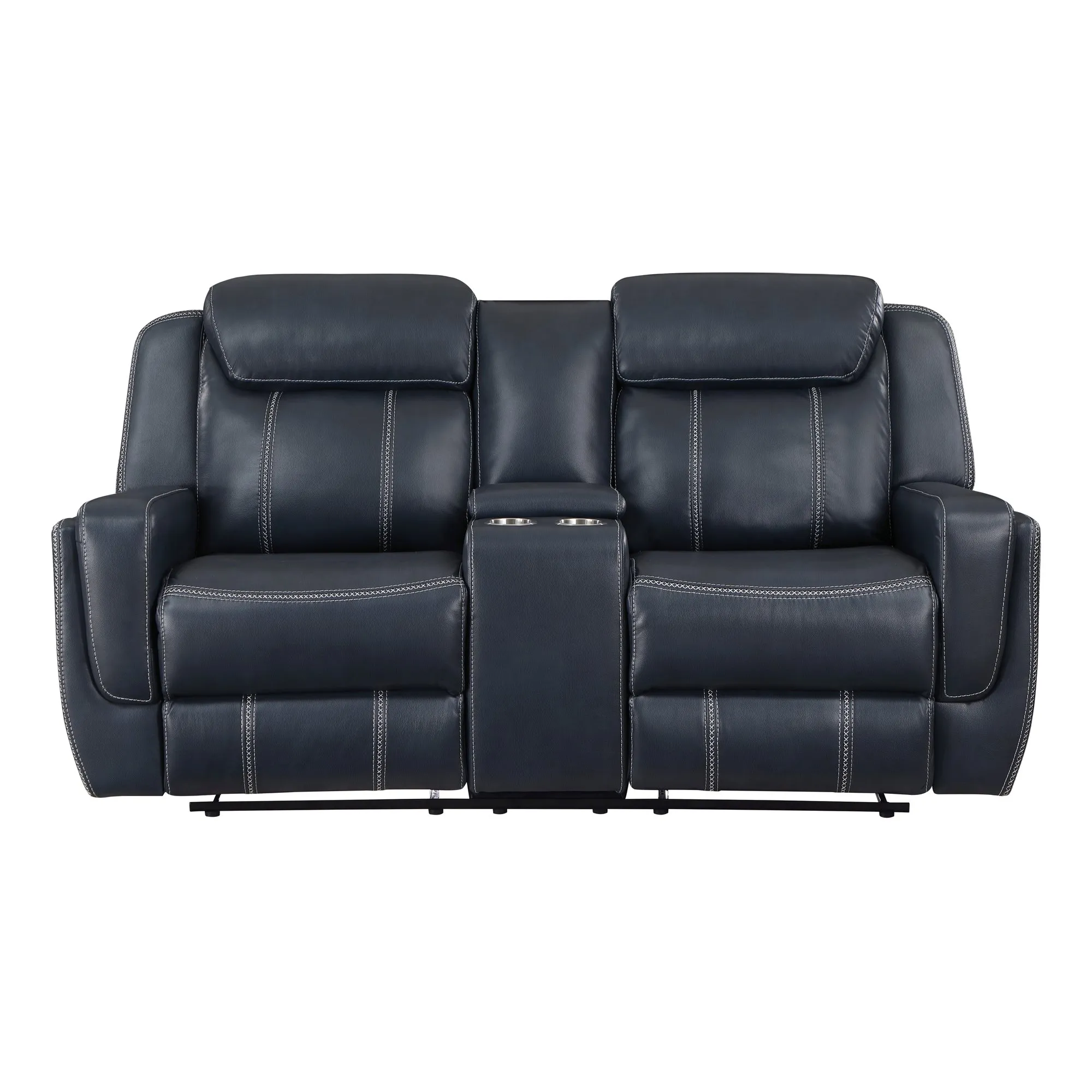Dual Reclining Loveseat with Center Console, Modern Blue